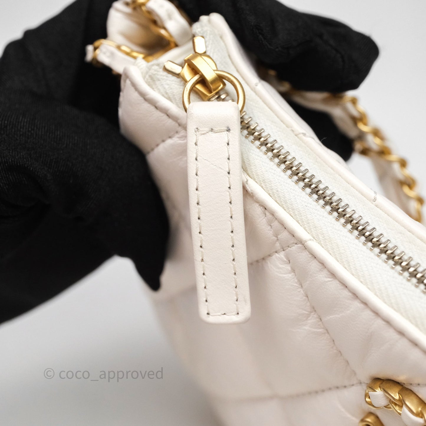 Chanel Hobo Bag White Aged Calfskin Aged Gold Hardware