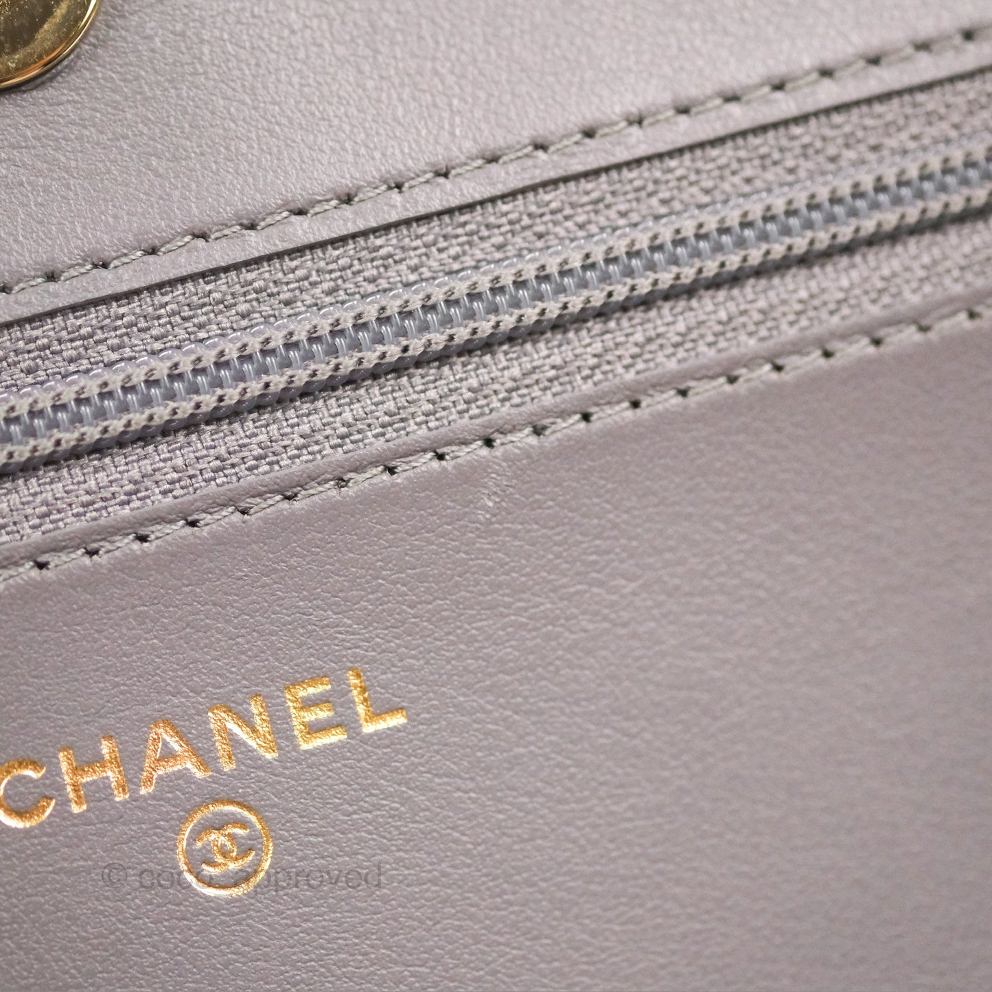 Chanel Quilted Boy Wallet on Chain WOC Grey Caviar Gold Hardware