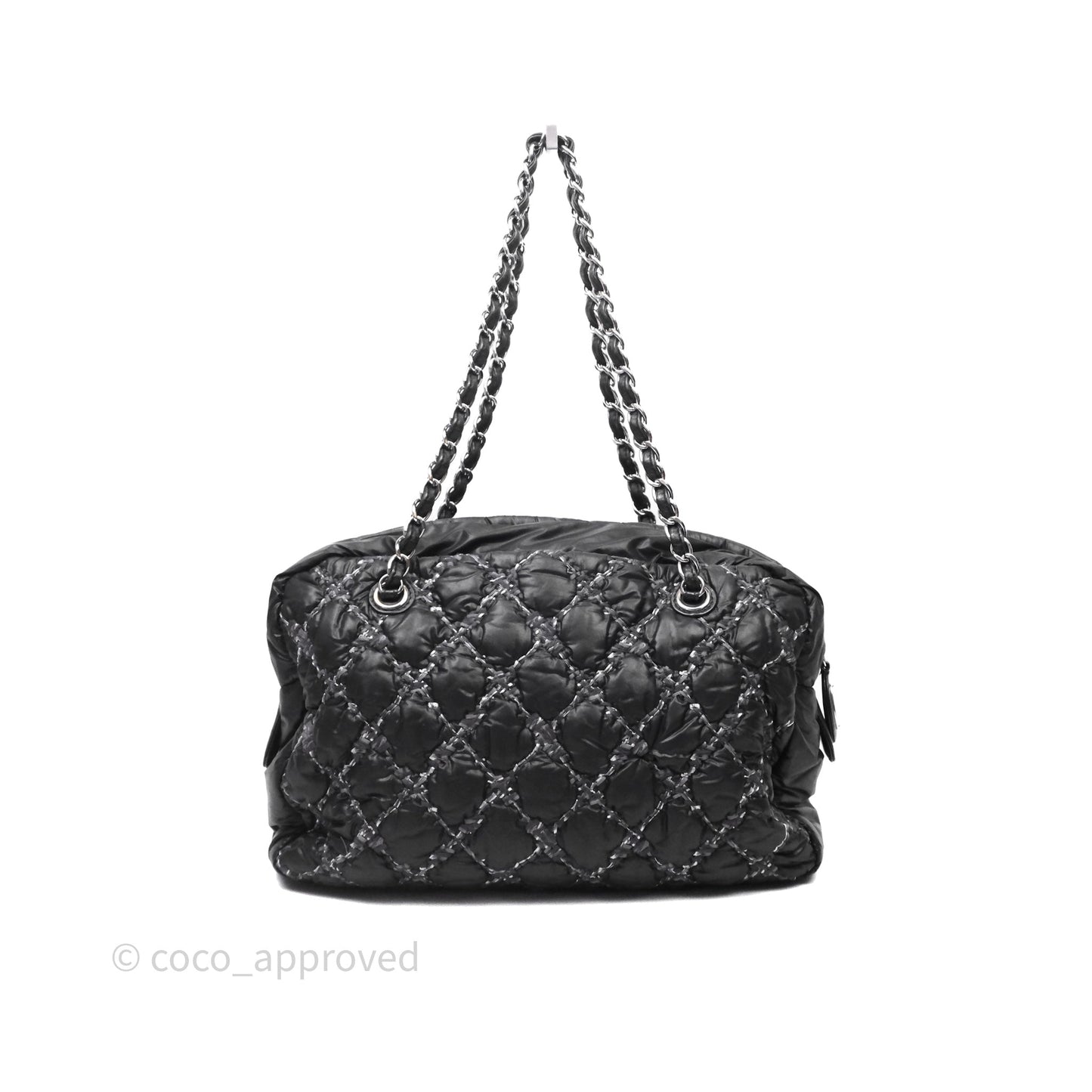 Chanel Paris-Byzance Tweed On Stitch Nylon Bubble Dark Grey Shoulder Bag