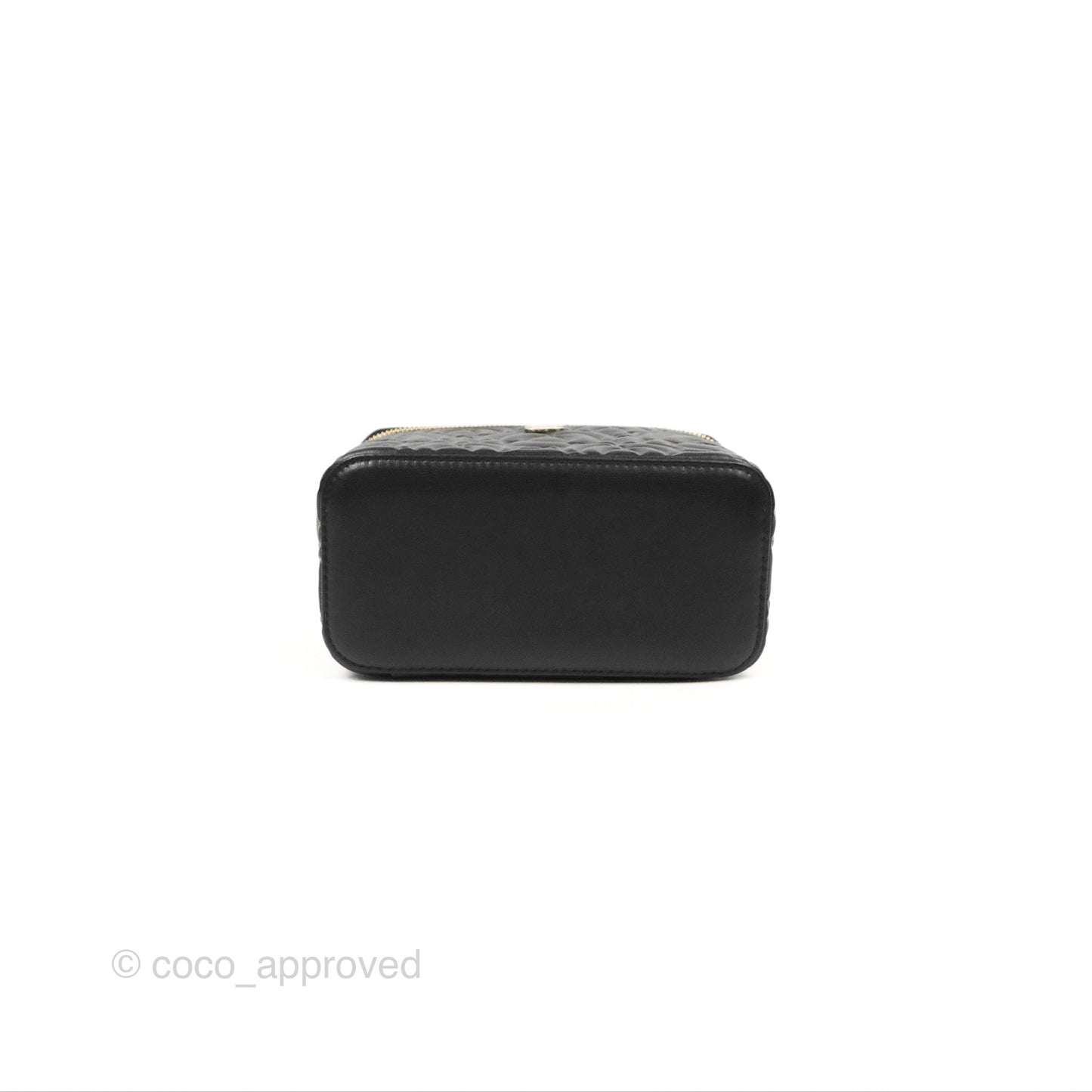 Chanel Vanity Rectangular Camellia Embossed Black Calfskin Gold Hardware