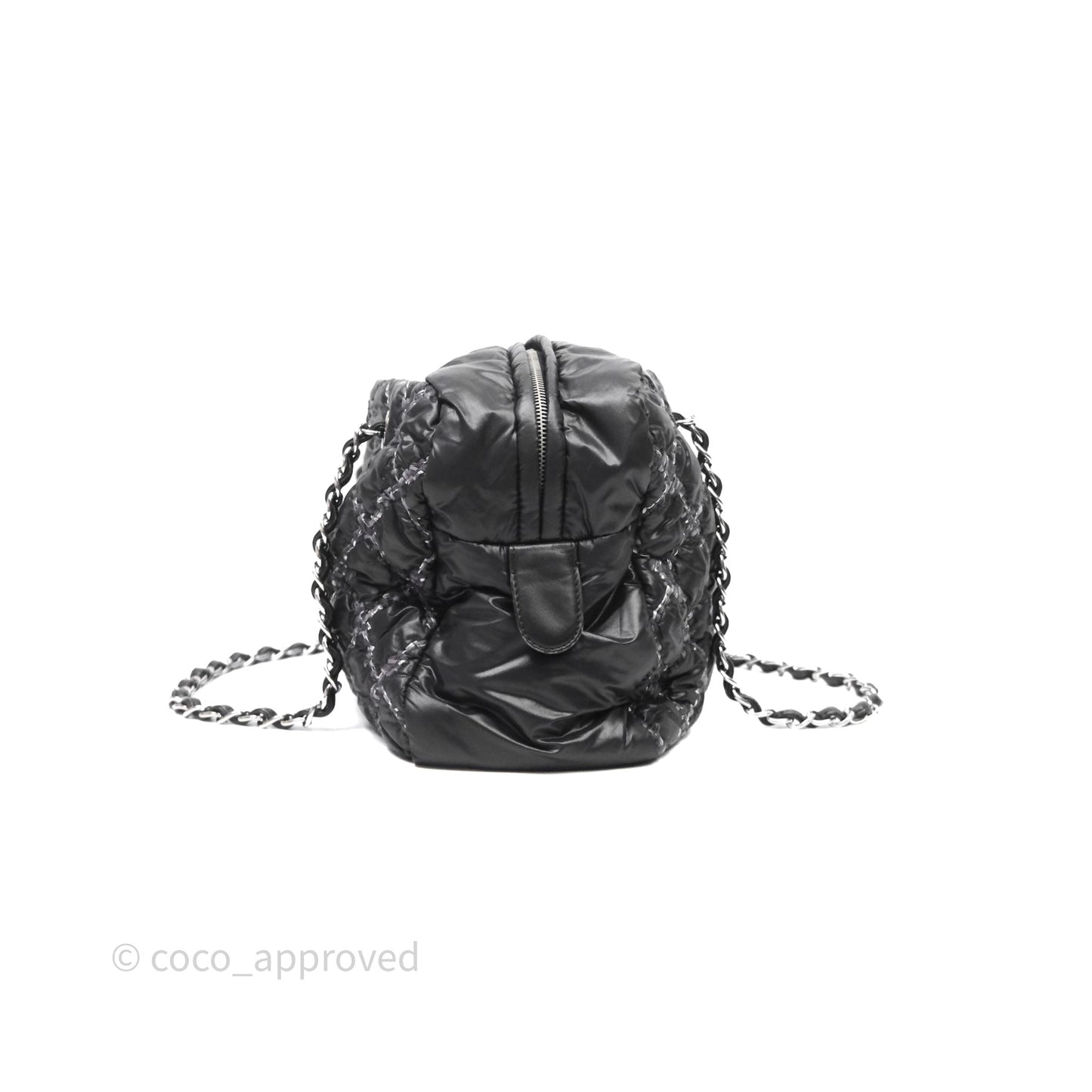 Chanel Paris-Byzance Tweed On Stitch Nylon Bubble Dark Grey Shoulder Bag