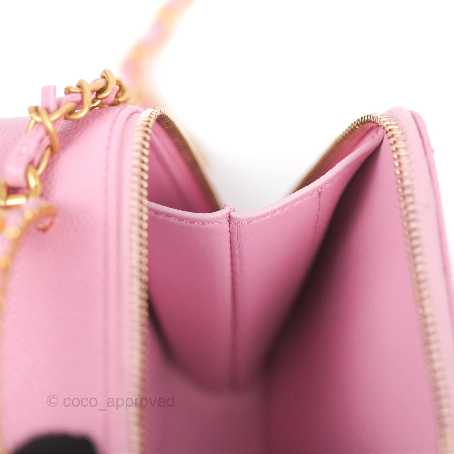 Chanel Caviar Quilted Pick Me Up Small Vanity Case Light Pink