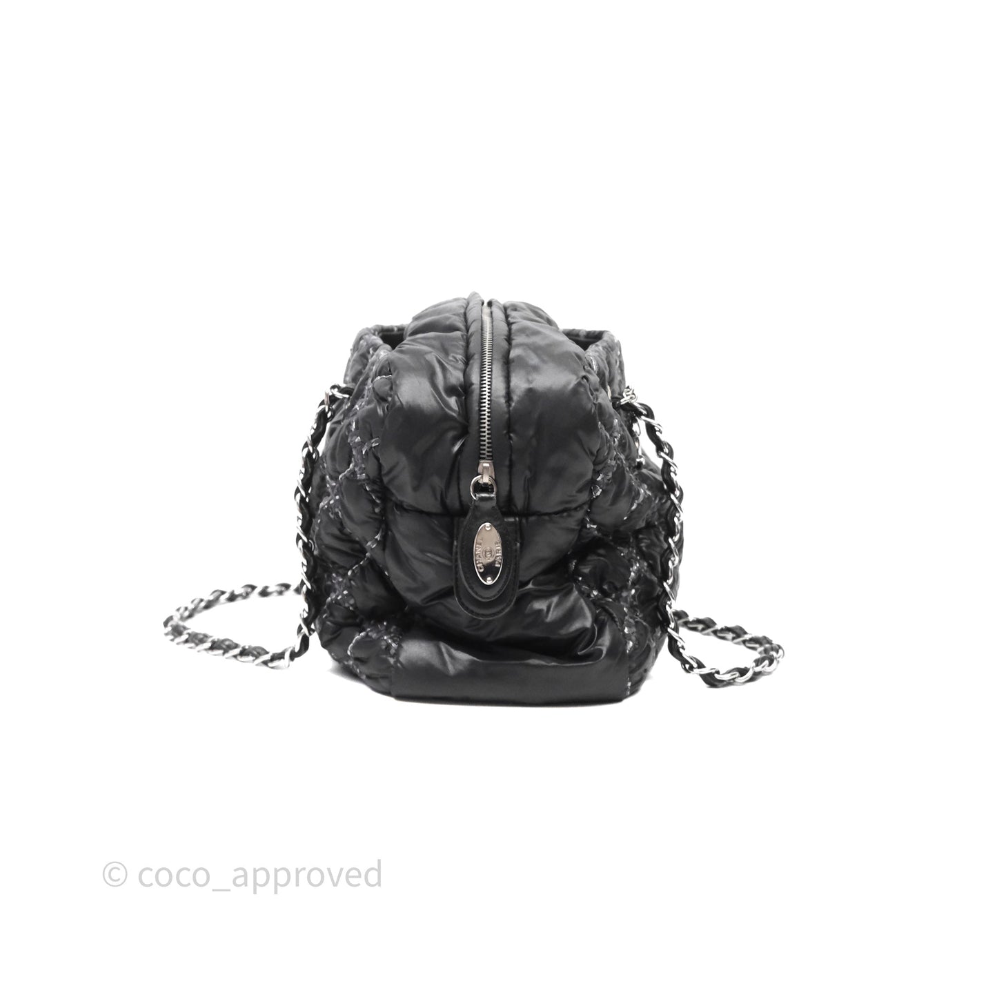Chanel Paris-Byzance Tweed On Stitch Nylon Bubble Dark Grey Shoulder Bag