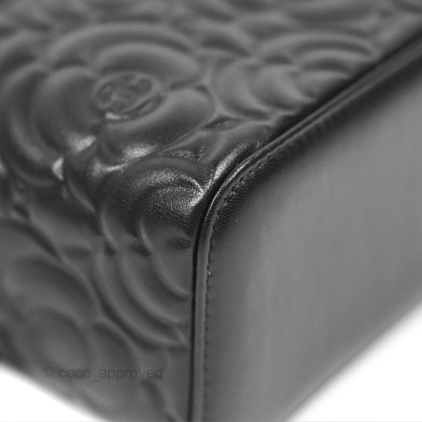 Chanel Vanity Rectangular Camellia Embossed Black Calfskin Gold Hardware