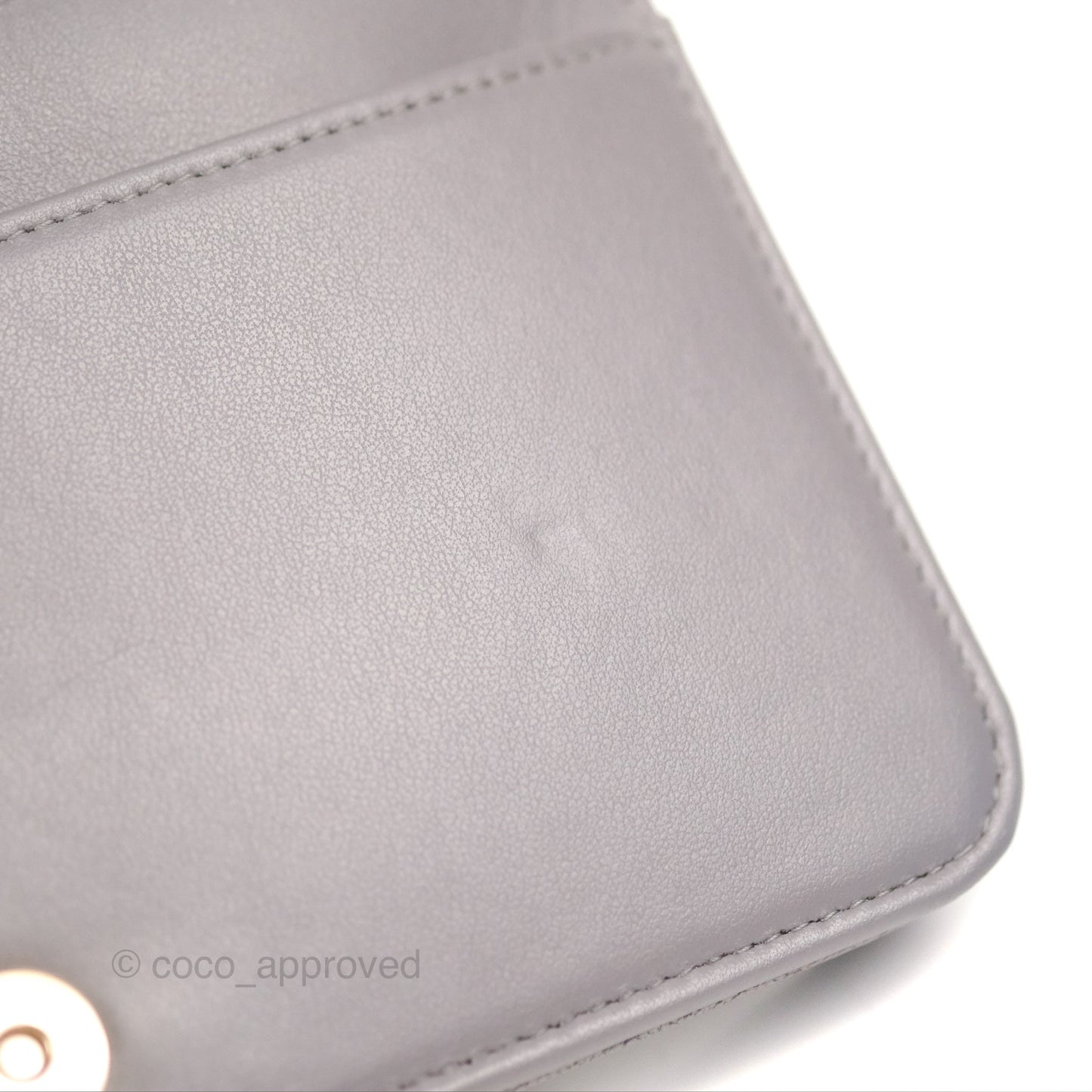 Chanel Quilted Boy Wallet on Chain WOC Grey Caviar Gold Hardware