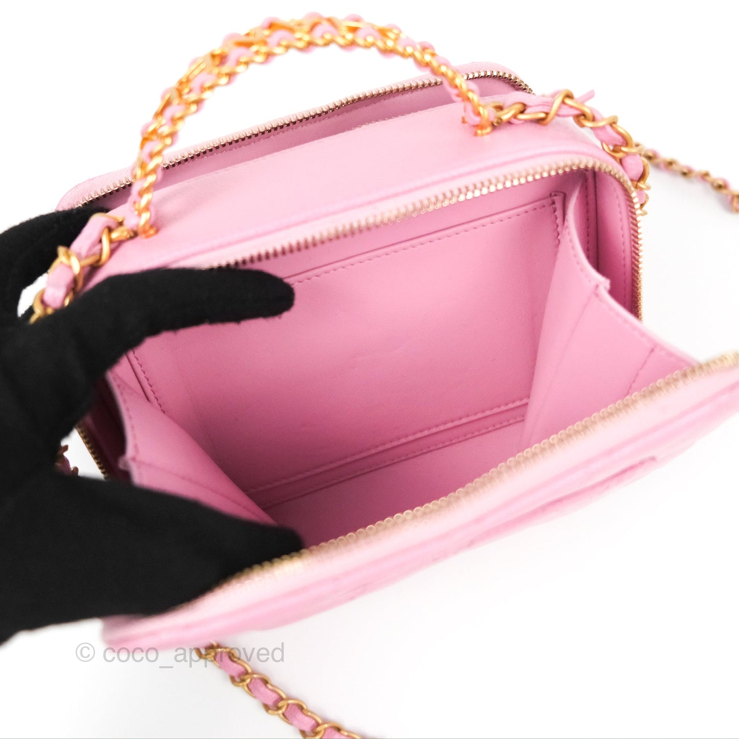Chanel Caviar Quilted Pick Me Up Small Vanity Case Light Pink