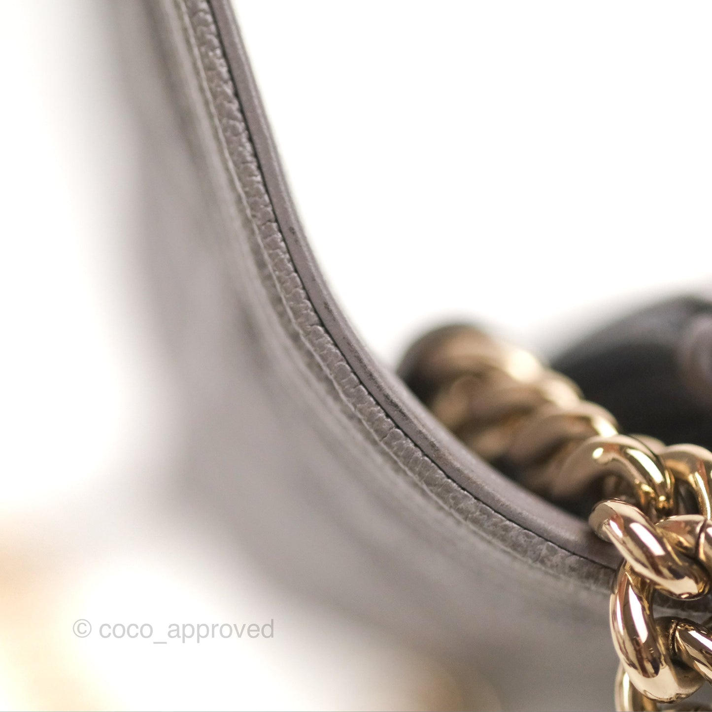 Chanel Quilted Boy Wallet on Chain WOC Grey Caviar Gold Hardware
