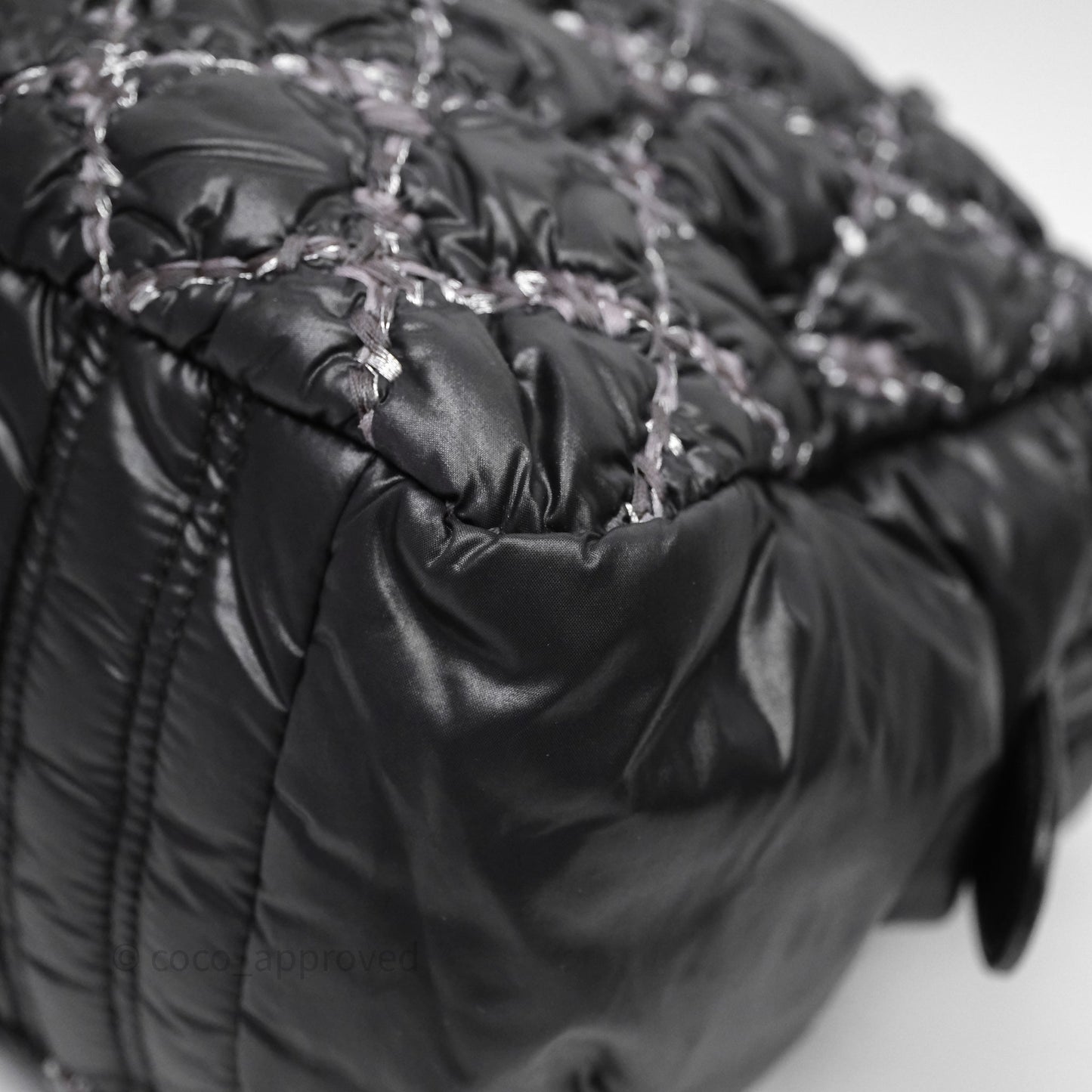 Chanel Paris-Byzance Tweed On Stitch Nylon Bubble Dark Grey Shoulder Bag
