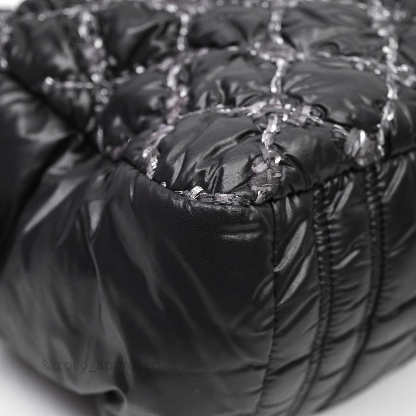 Chanel Paris-Byzance Tweed On Stitch Nylon Bubble Dark Grey Shoulder Bag