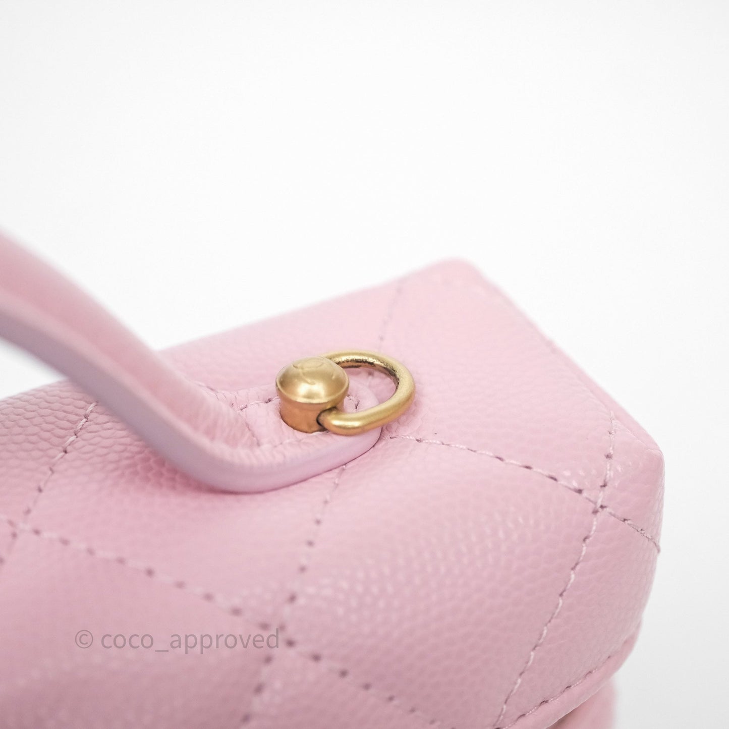 Chanel Top Handle Long Vanity with Chain Pink Caviar Aged Gold Hardware