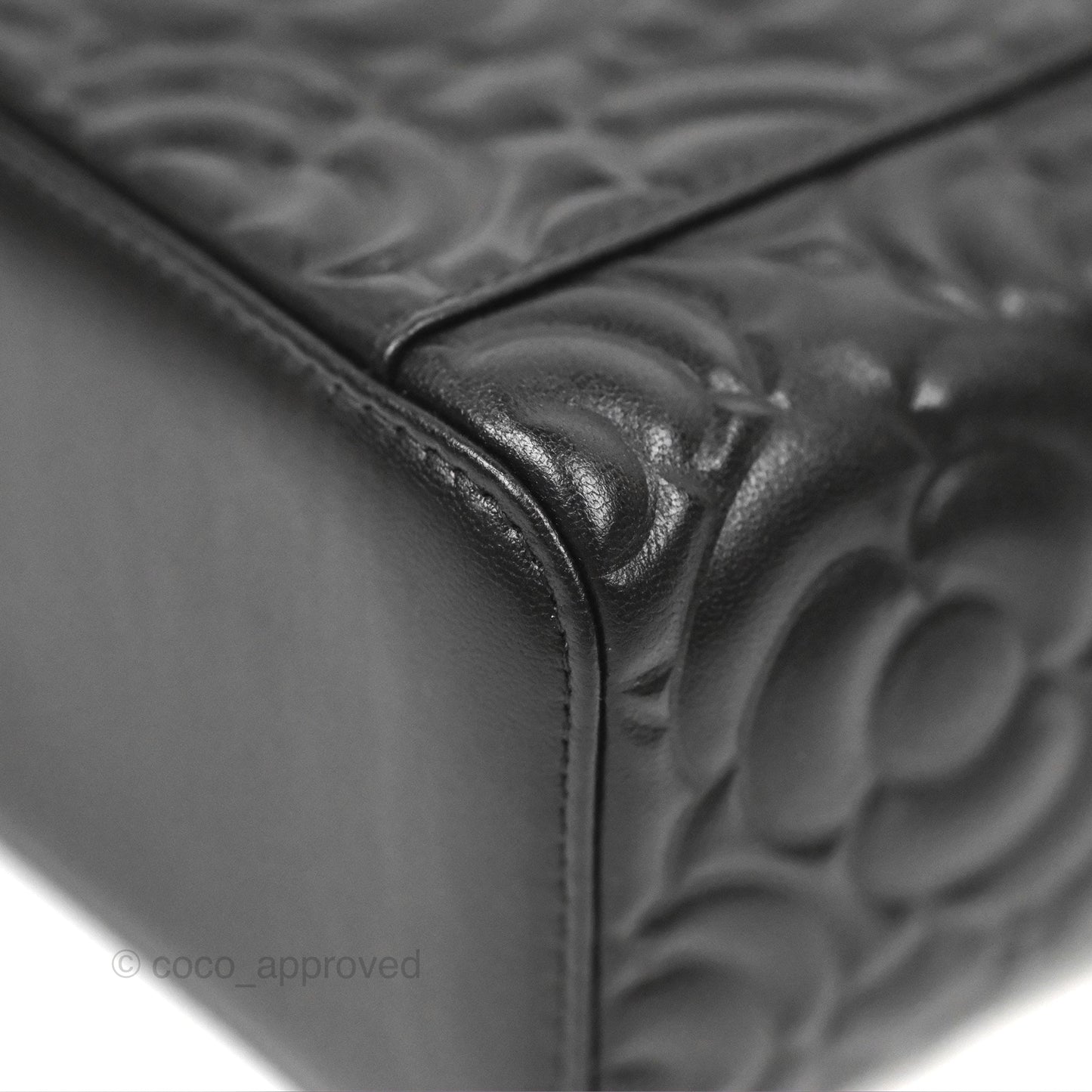 Chanel Vanity Rectangular Camellia Embossed Black Calfskin Gold Hardware