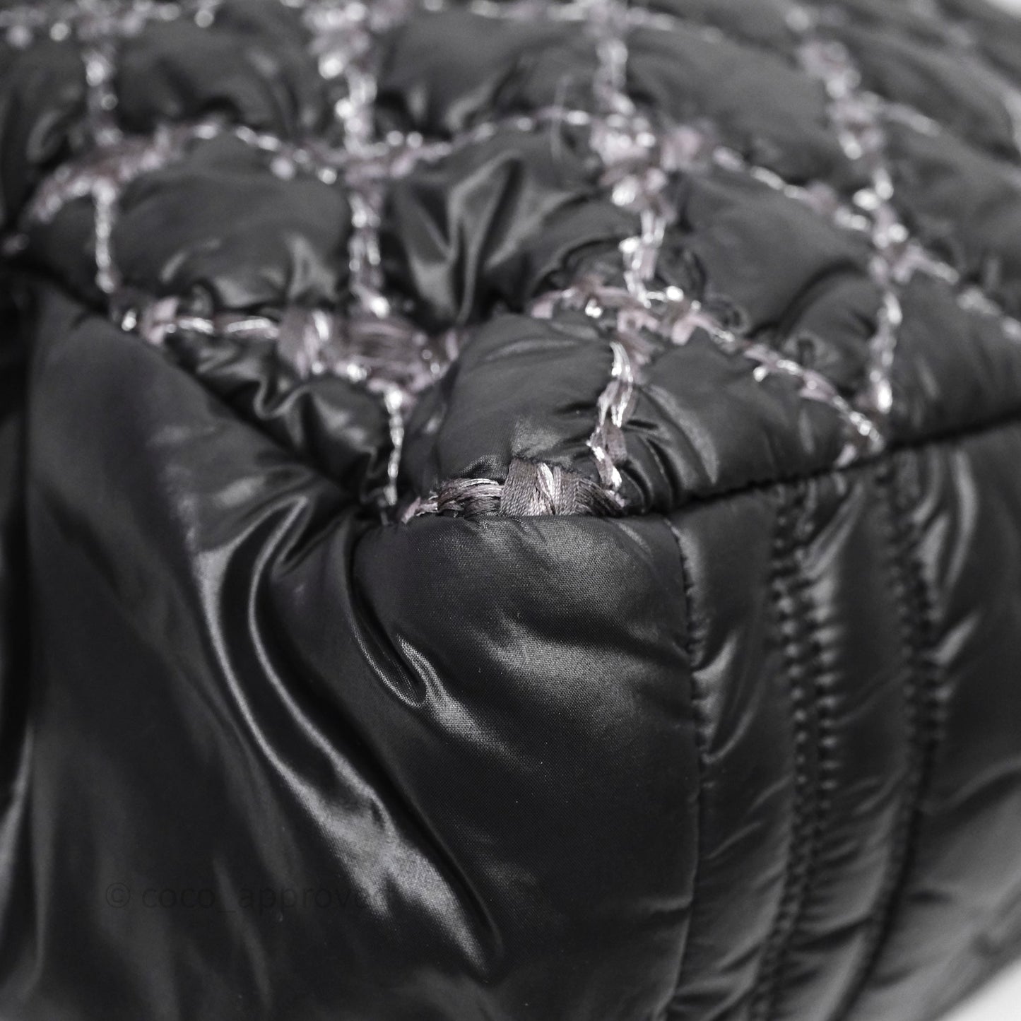 Chanel Paris-Byzance Tweed On Stitch Nylon Bubble Dark Grey Shoulder Bag