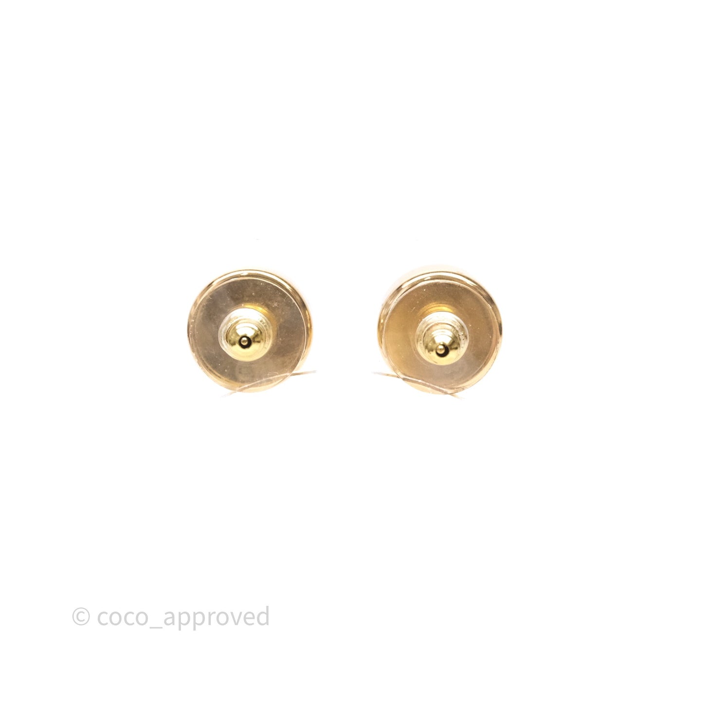 Chanel CC Black Resin Round Earrings Gold Tone 24C