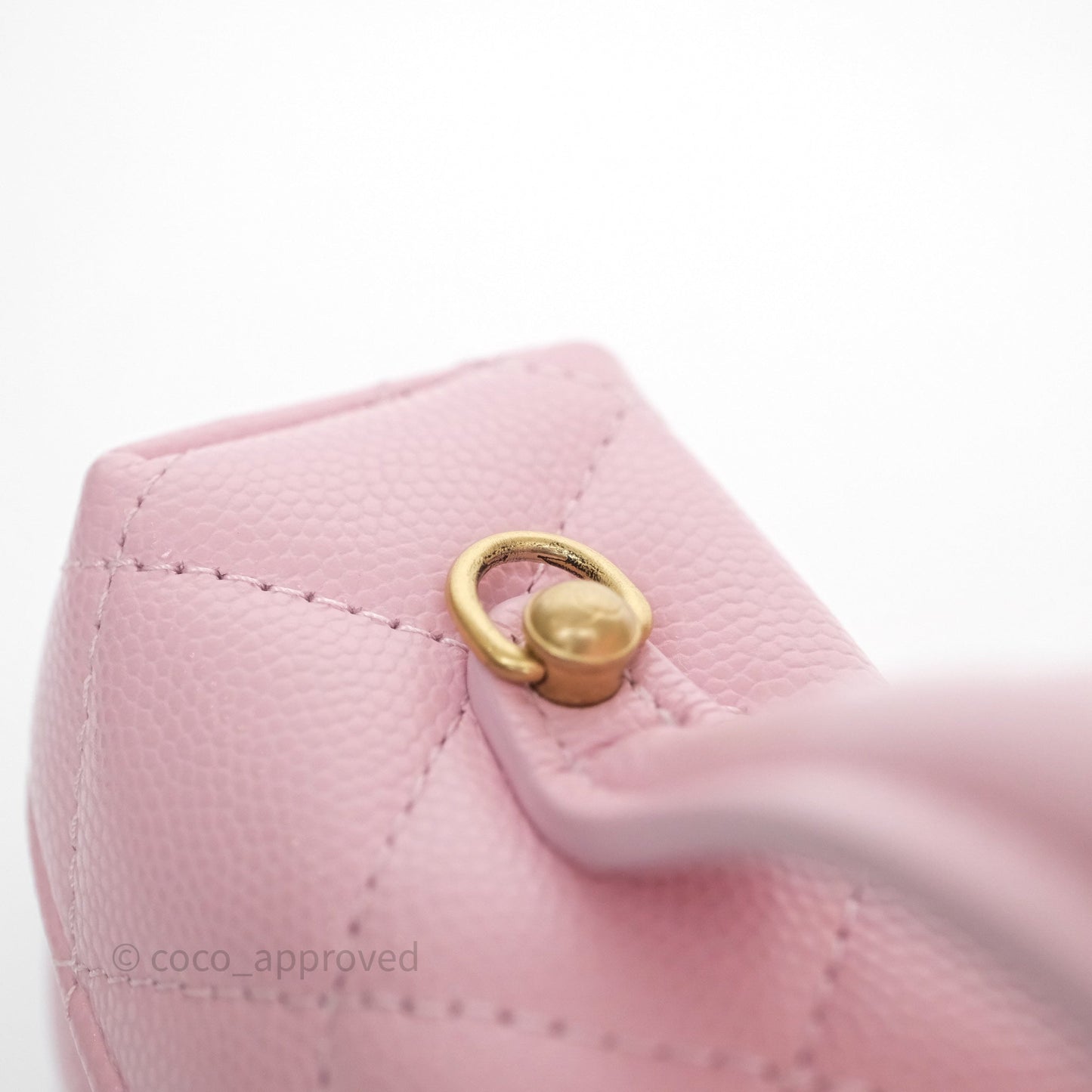 Chanel Top Handle Long Vanity with Chain Pink Caviar Aged Gold Hardware