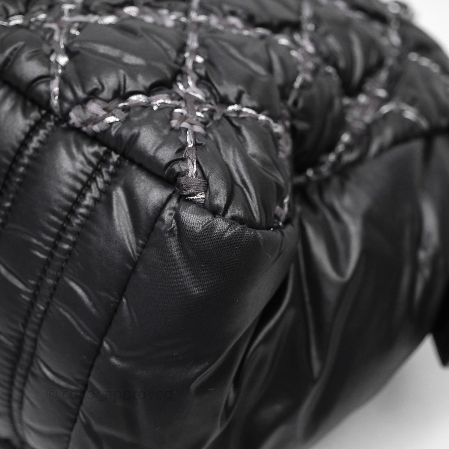 Chanel Paris-Byzance Tweed On Stitch Nylon Bubble Dark Grey Shoulder Bag