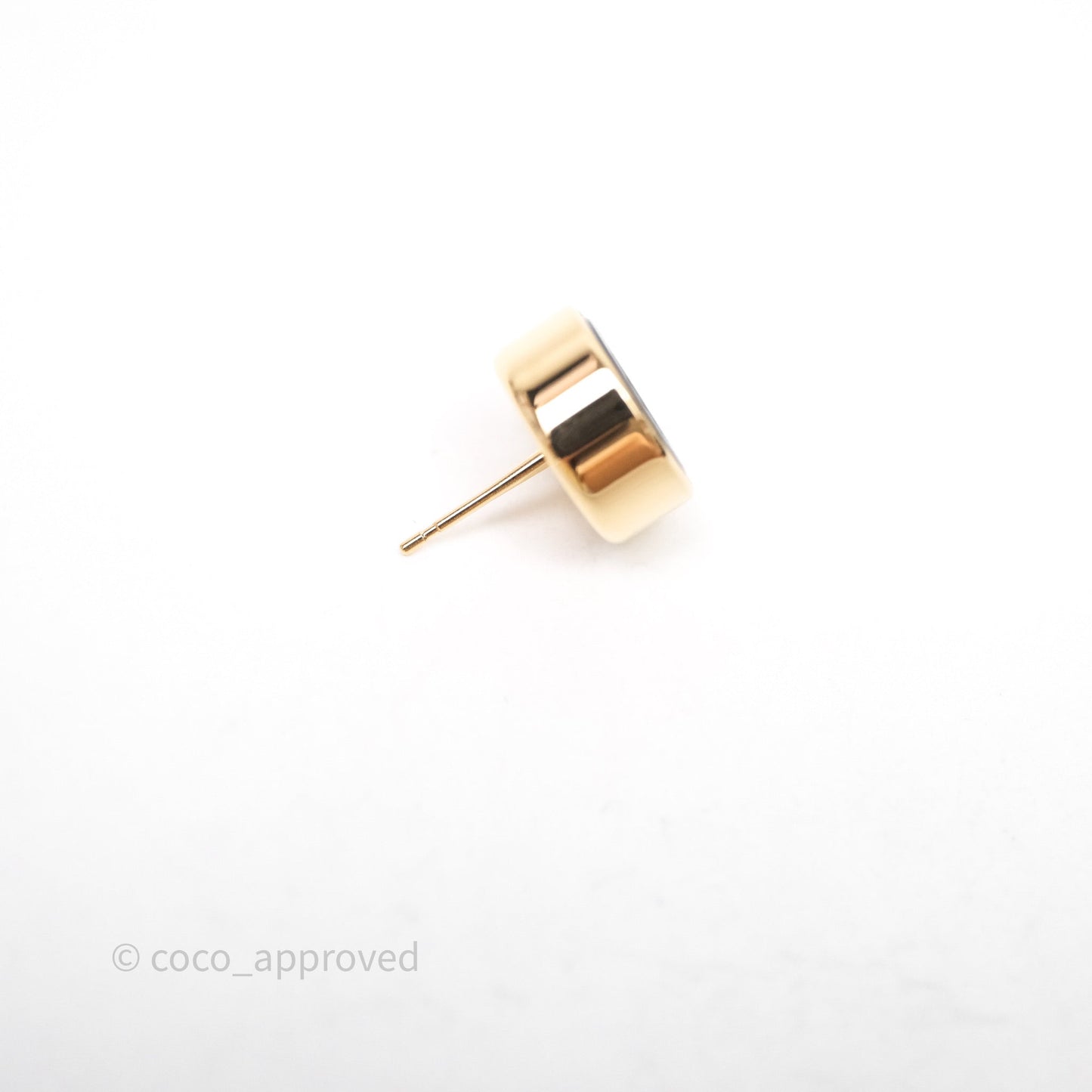 Chanel CC Black Resin Round Earrings Gold Tone 24C