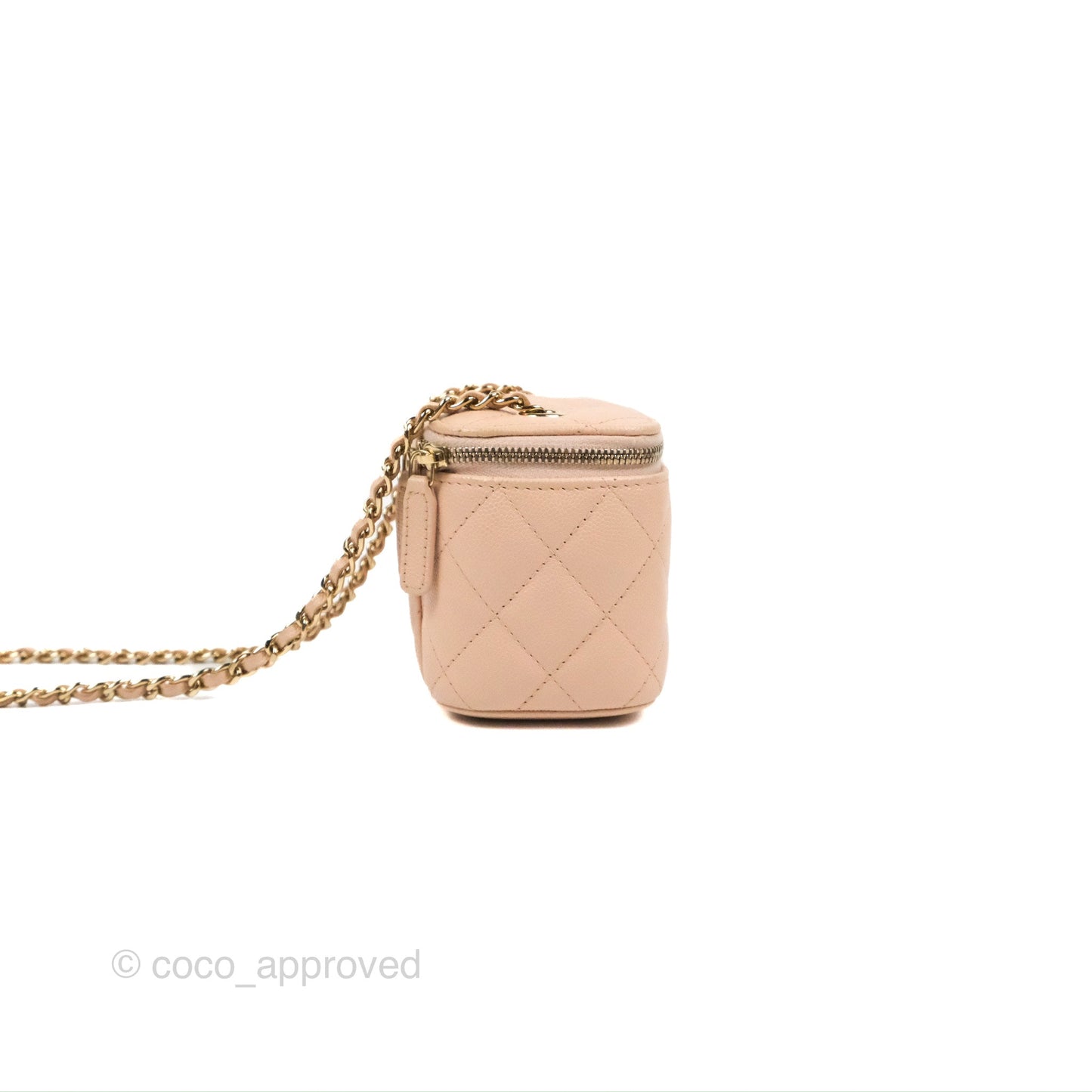 Chanel Mini Vanity With Chain Beige Pink Caviar Gold Hardware