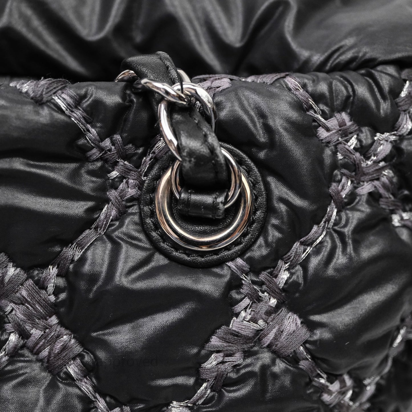 Chanel Paris-Byzance Tweed On Stitch Nylon Bubble Dark Grey Shoulder Bag