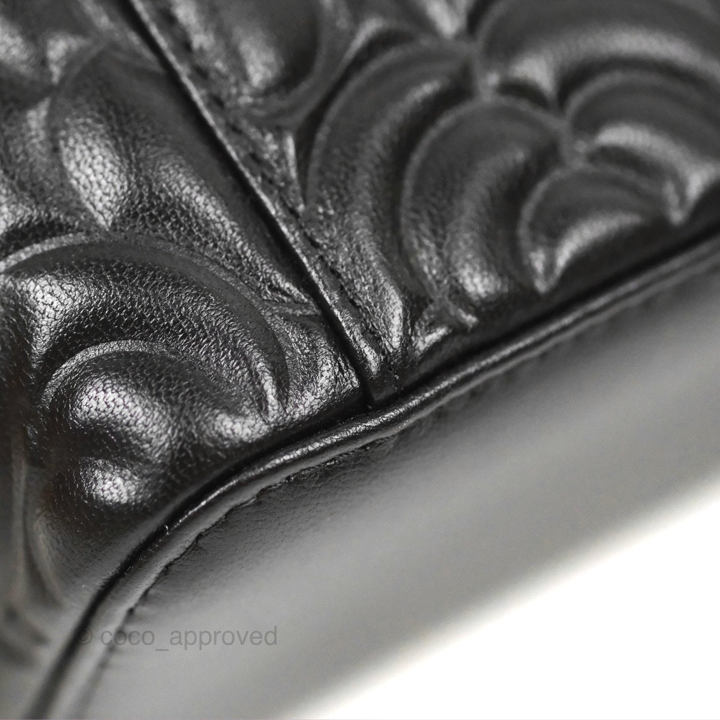 Chanel Vanity Rectangular Camellia Embossed Black Calfskin Gold Hardware