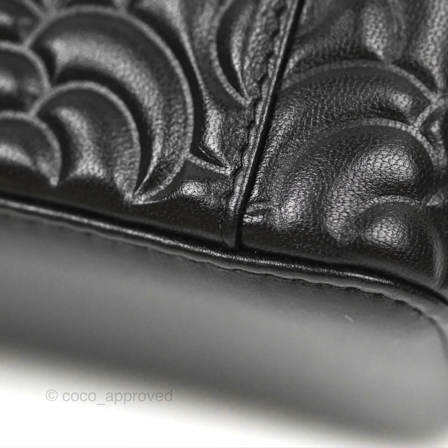 Chanel Vanity Rectangular Camellia Embossed Black Calfskin Gold Hardware