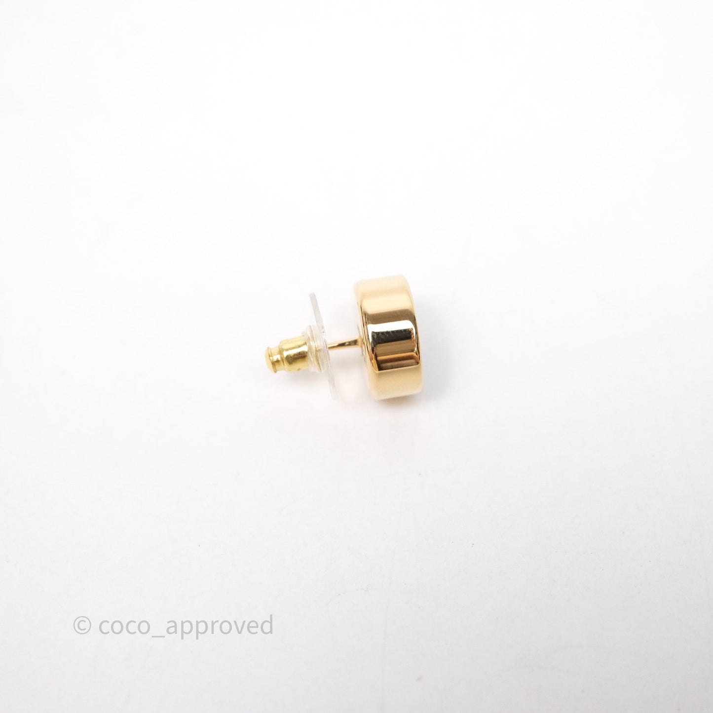 Chanel CC Black Resin Round Earrings Gold Tone 24C