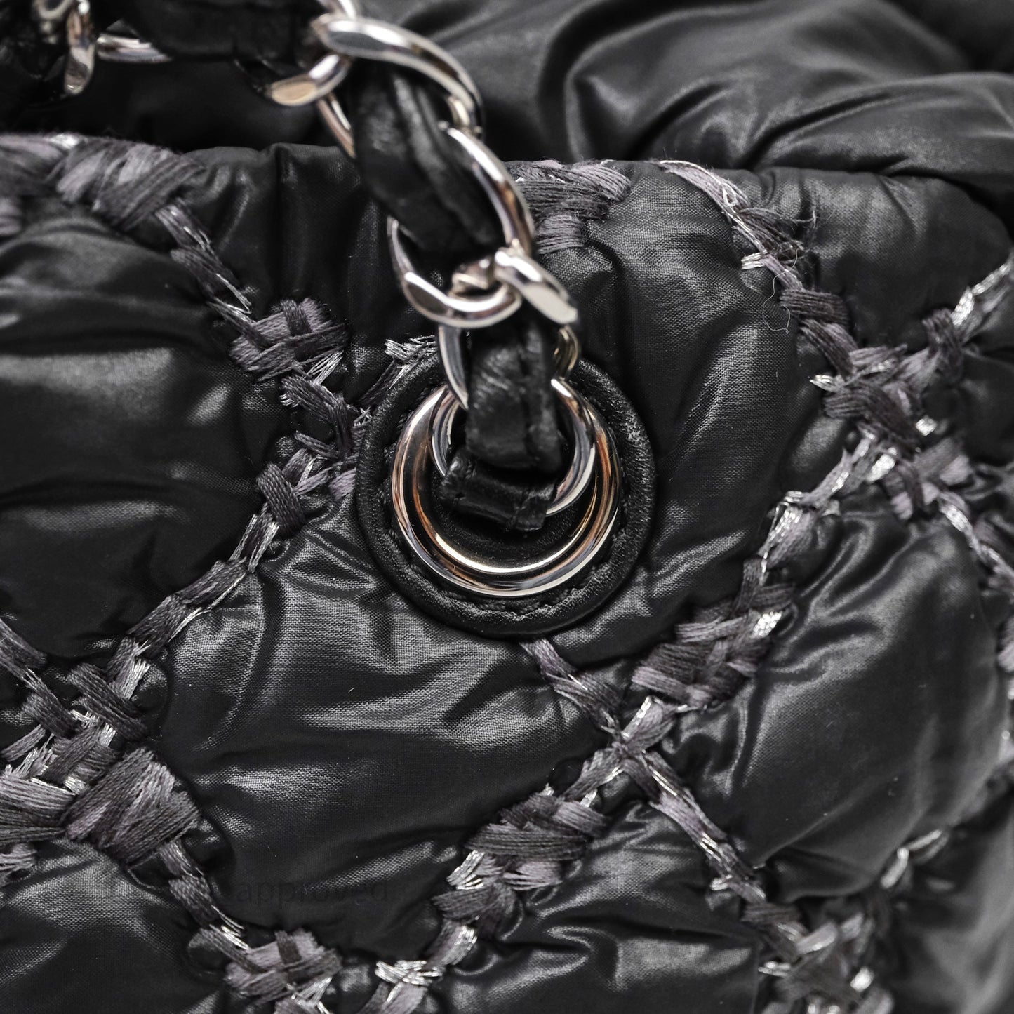 Chanel Paris-Byzance Tweed On Stitch Nylon Bubble Dark Grey Shoulder Bag