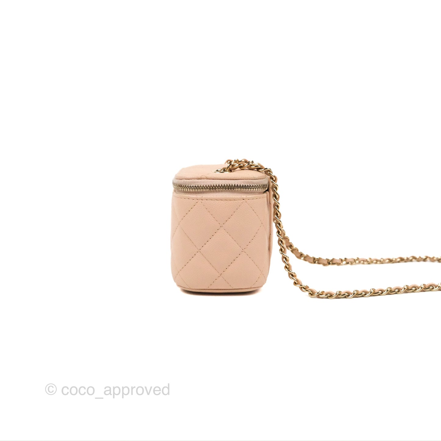 Chanel Mini Vanity With Chain Beige Pink Caviar Gold Hardware
