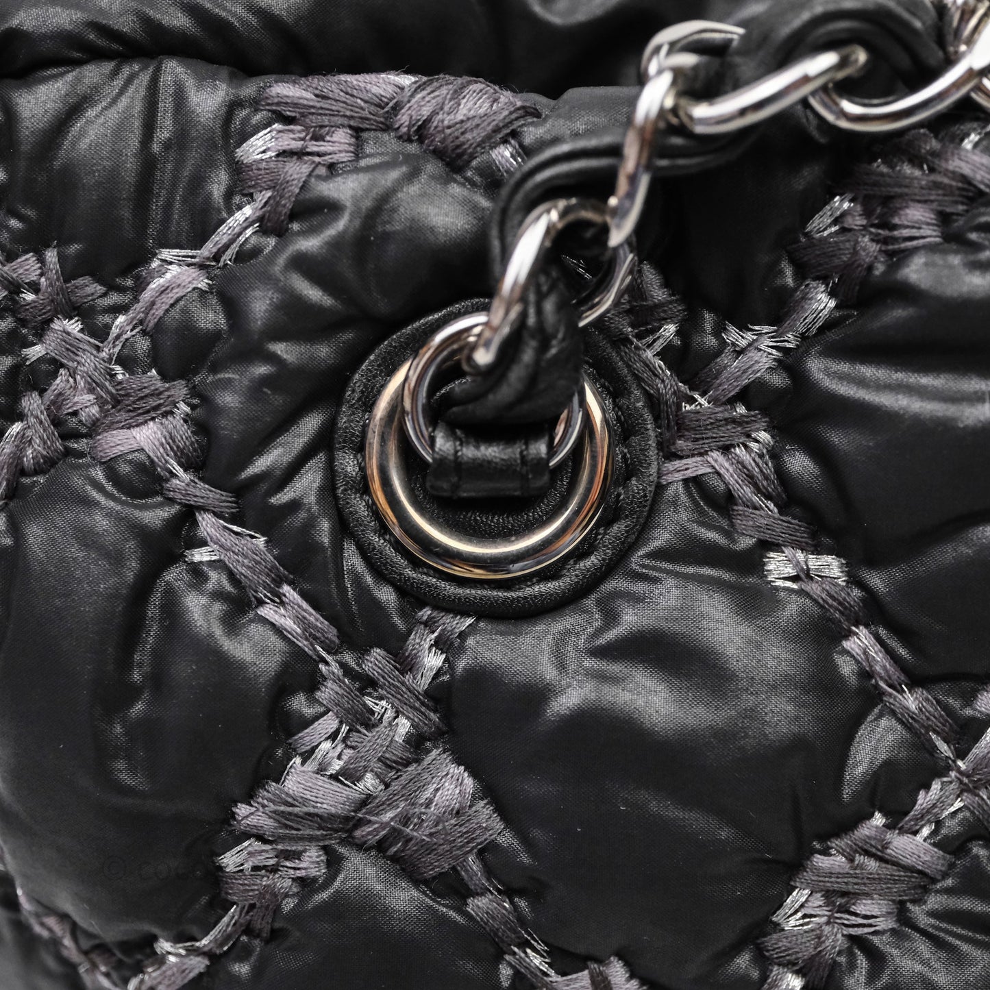 Chanel Paris-Byzance Tweed On Stitch Nylon Bubble Dark Grey Shoulder Bag