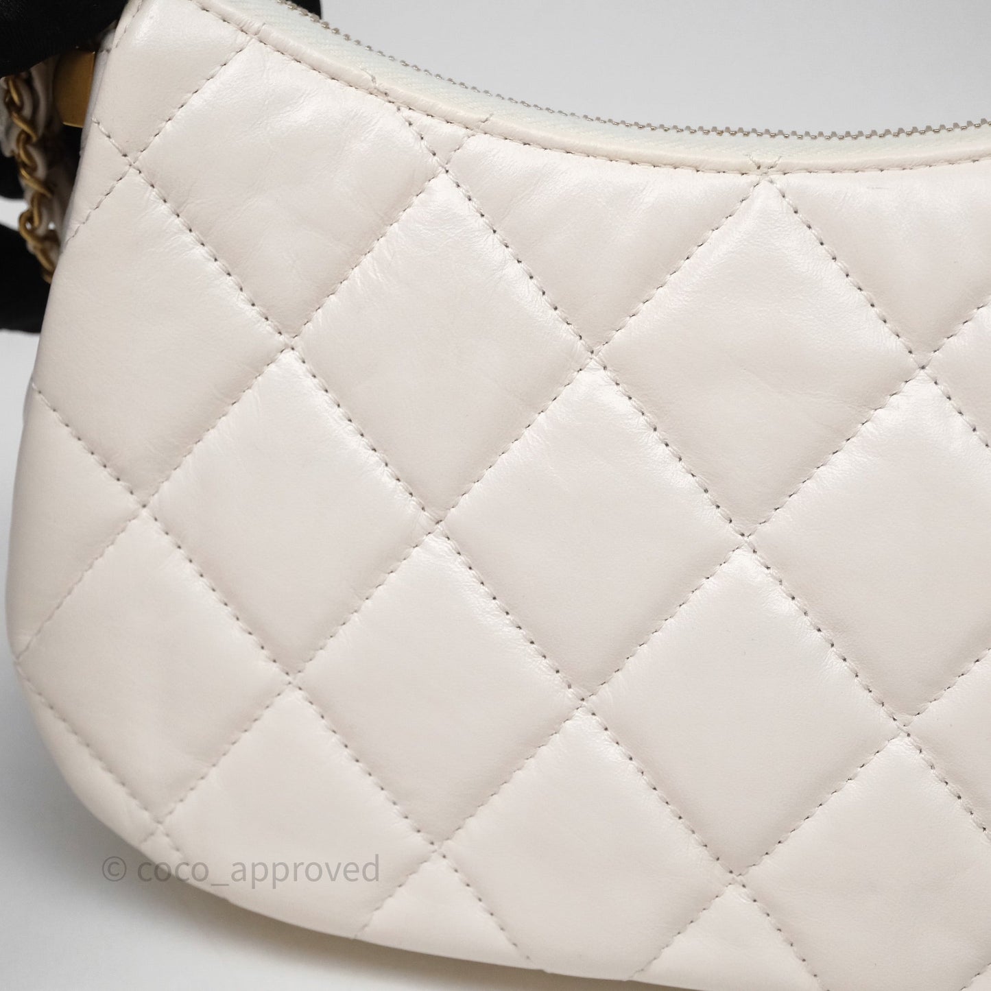 Chanel Hobo Bag White Aged Calfskin Aged Gold Hardware