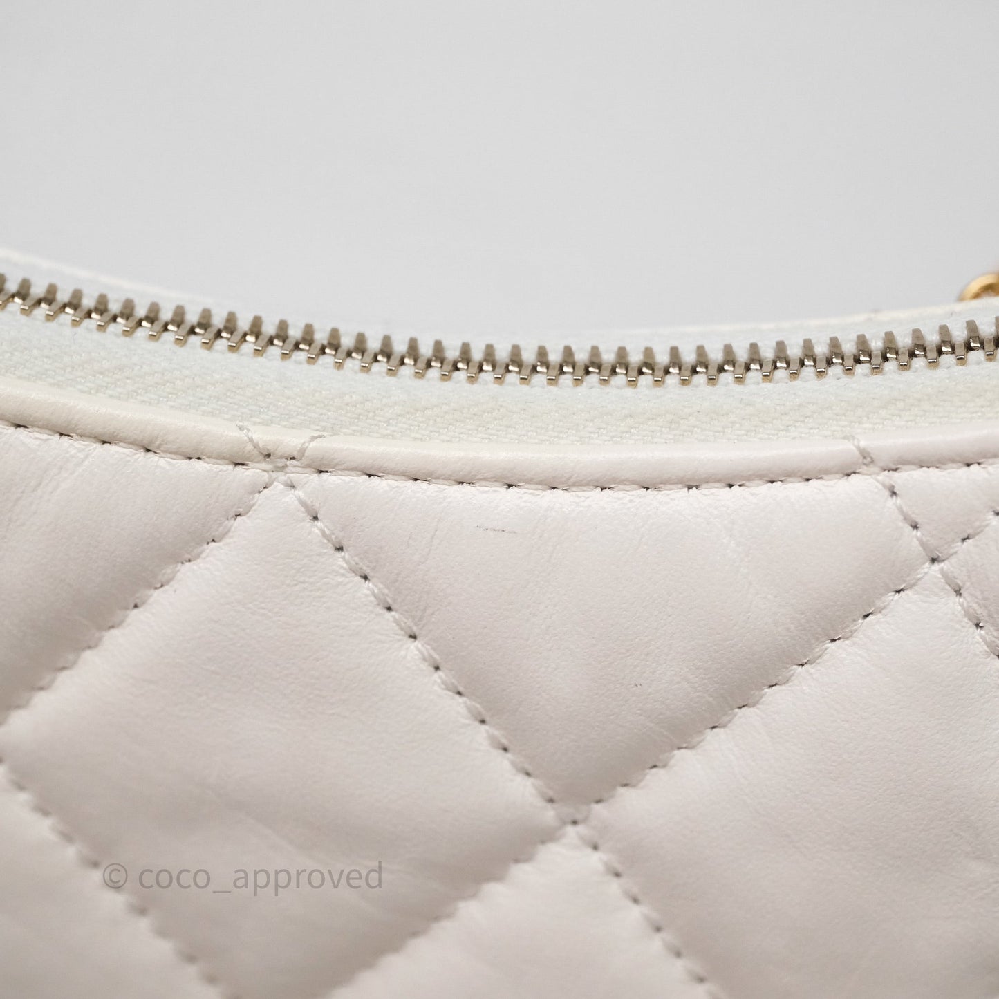 Chanel Hobo Bag White Aged Calfskin Aged Gold Hardware