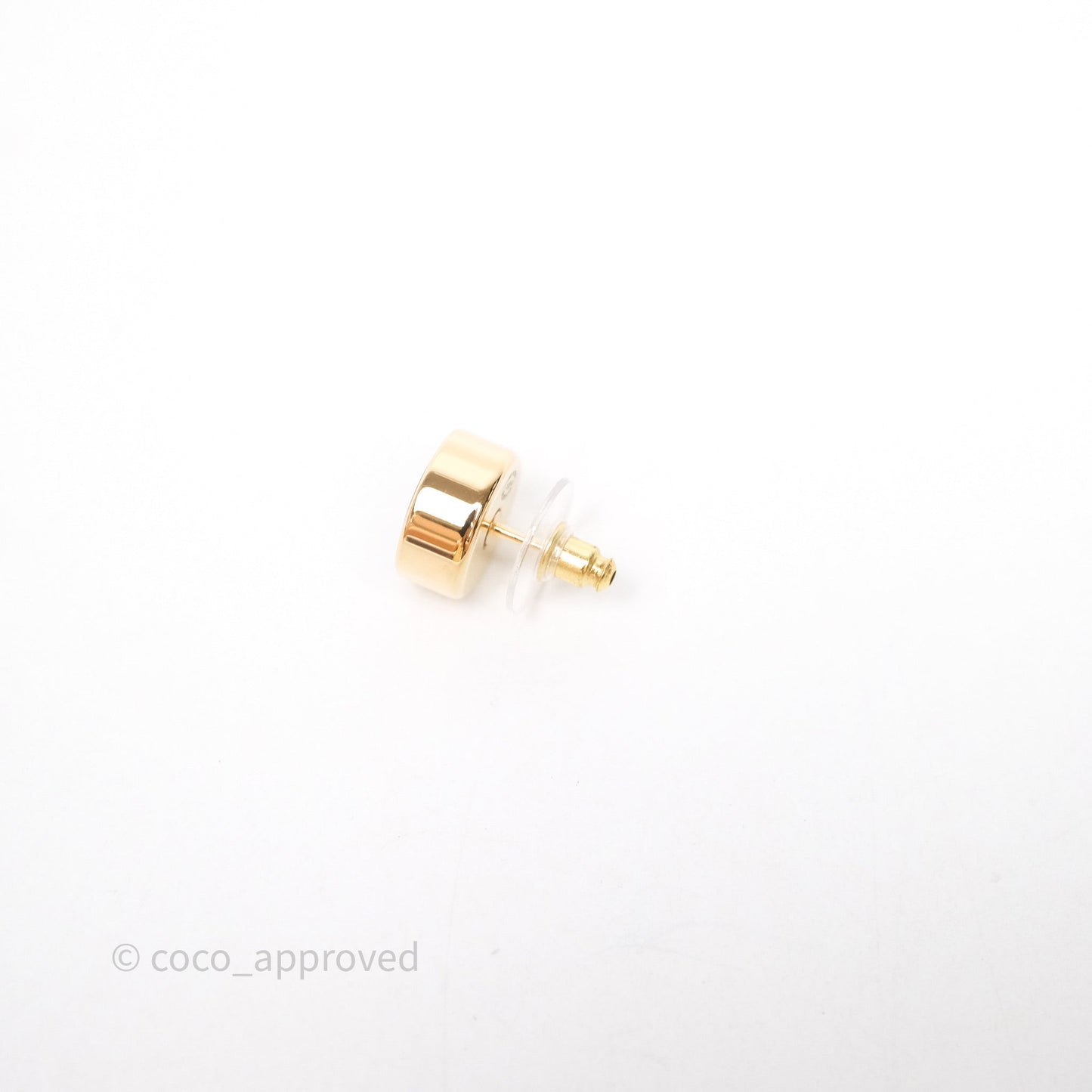 Chanel CC Black Resin Round Earrings Gold Tone 24C