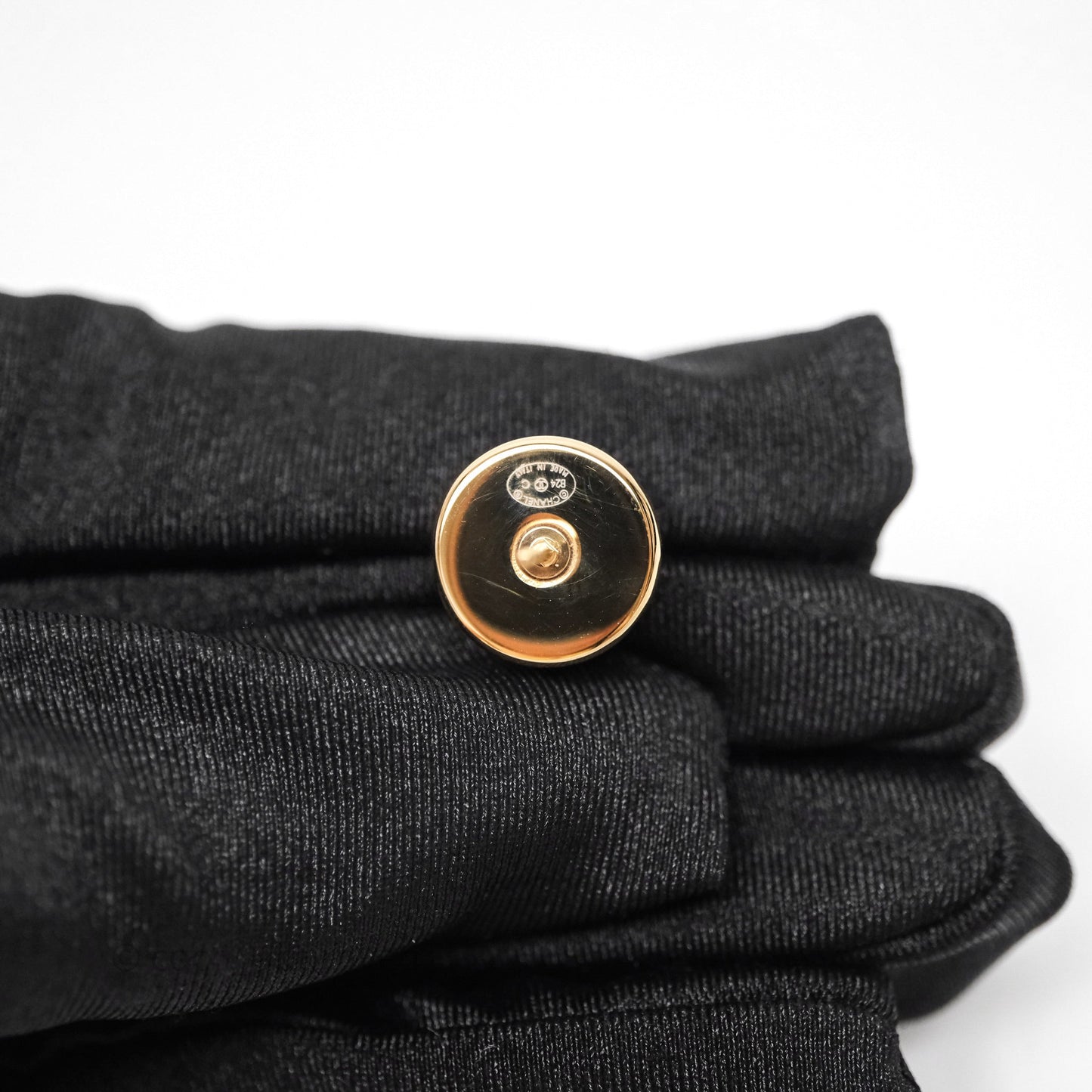 Chanel CC Black Resin Round Earrings Gold Tone 24C
