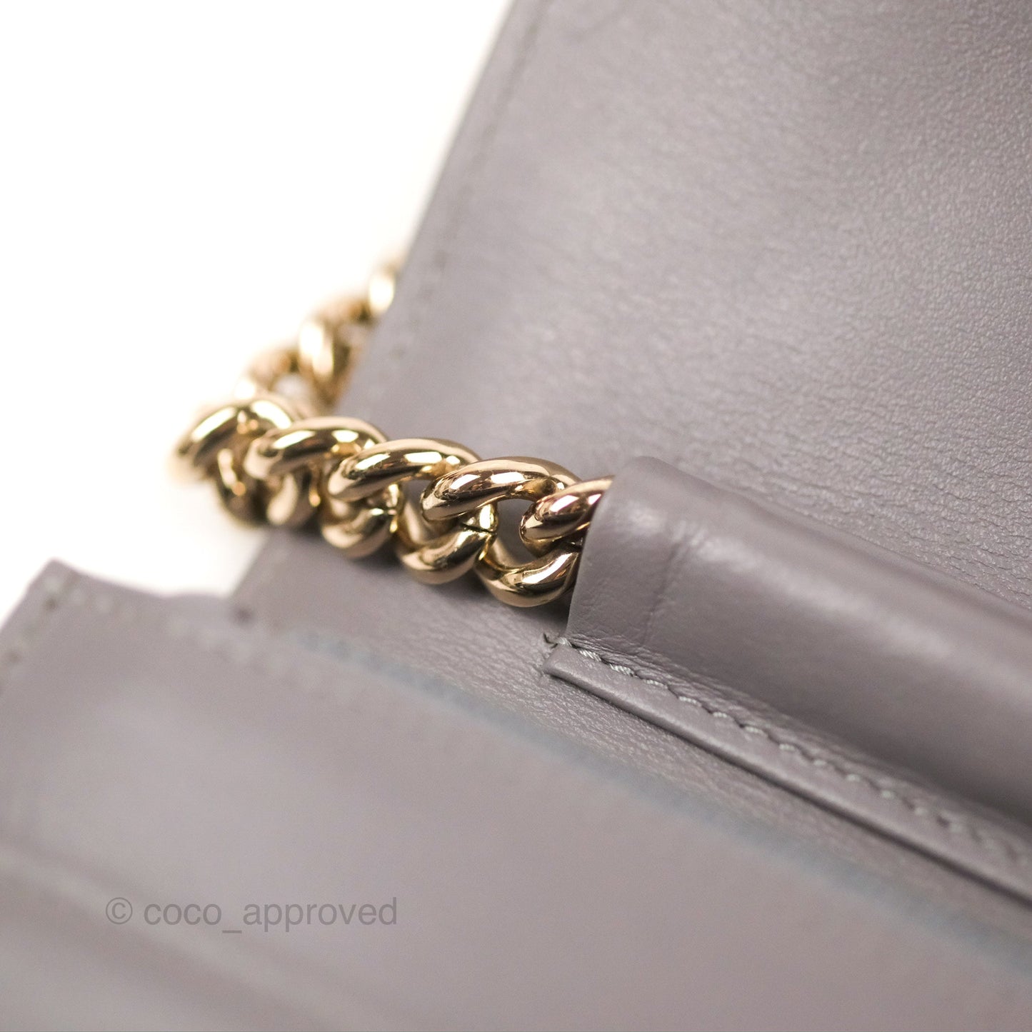Chanel Quilted Boy Wallet on Chain WOC Grey Caviar Gold Hardware