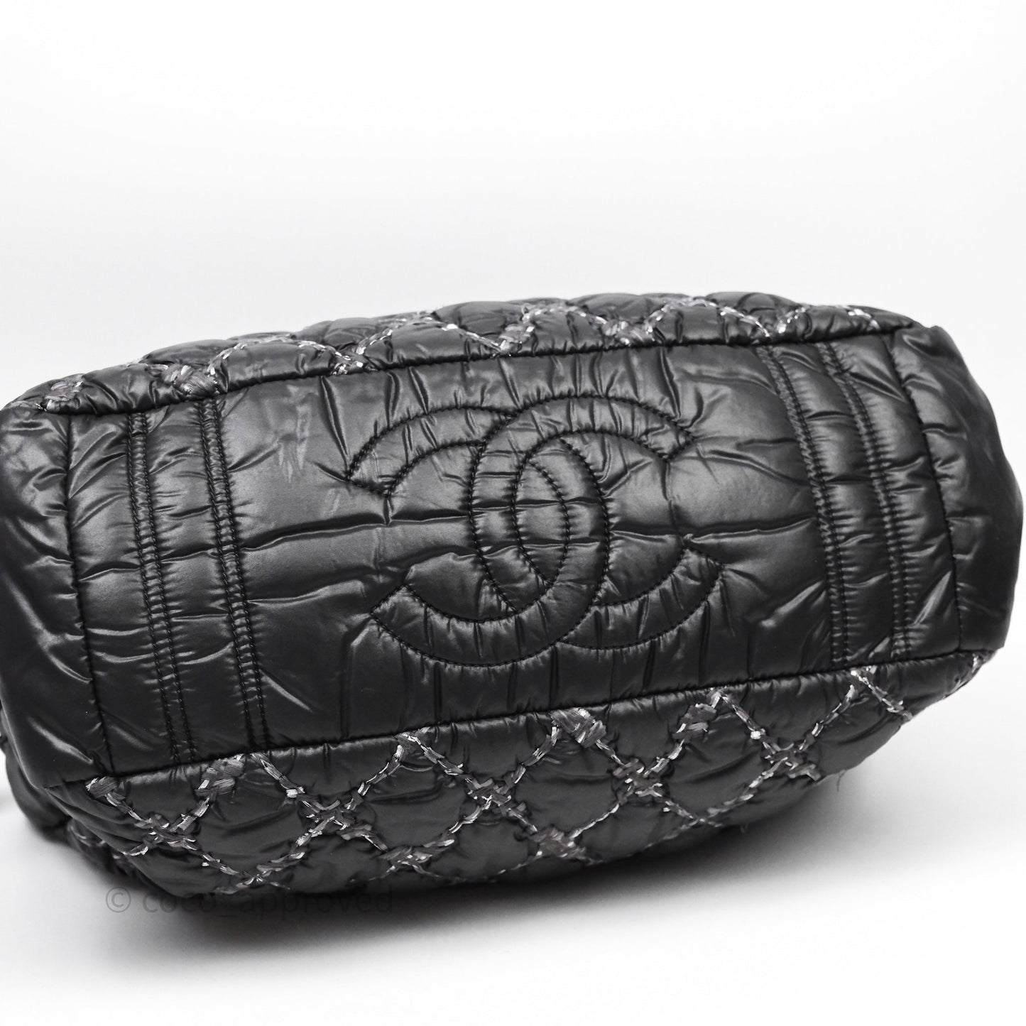 Chanel Paris-Byzance Tweed On Stitch Nylon Bubble Dark Grey Shoulder Bag