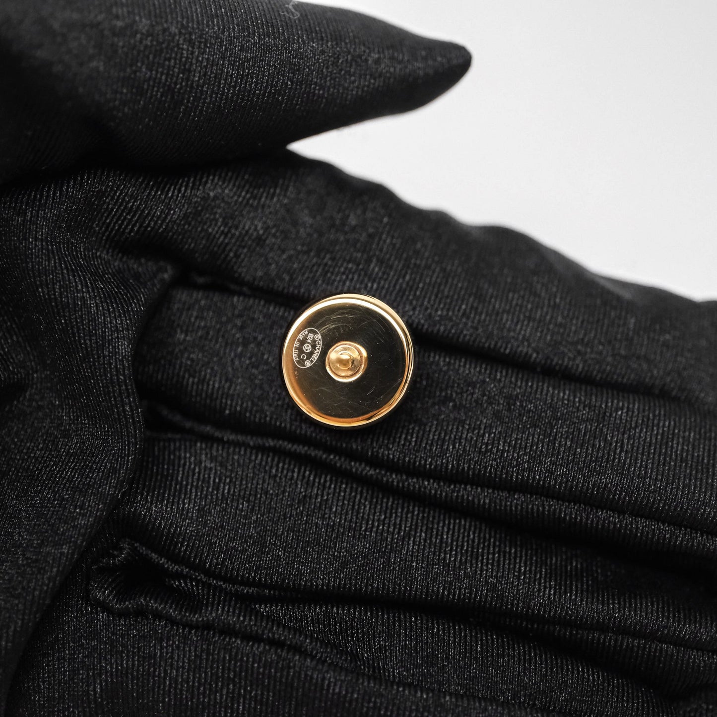 Chanel CC Black Resin Round Earrings Gold Tone 24C