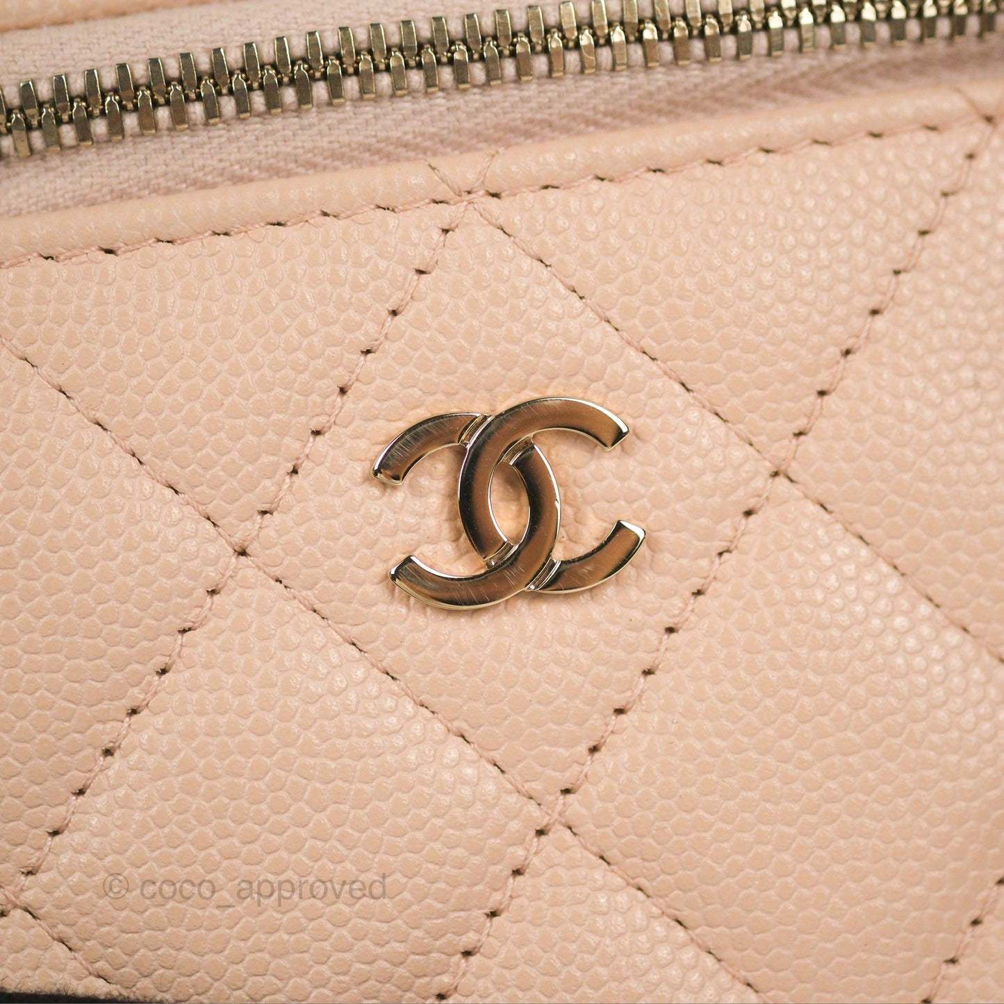 Chanel Mini Vanity With Chain Beige Pink Caviar Gold Hardware