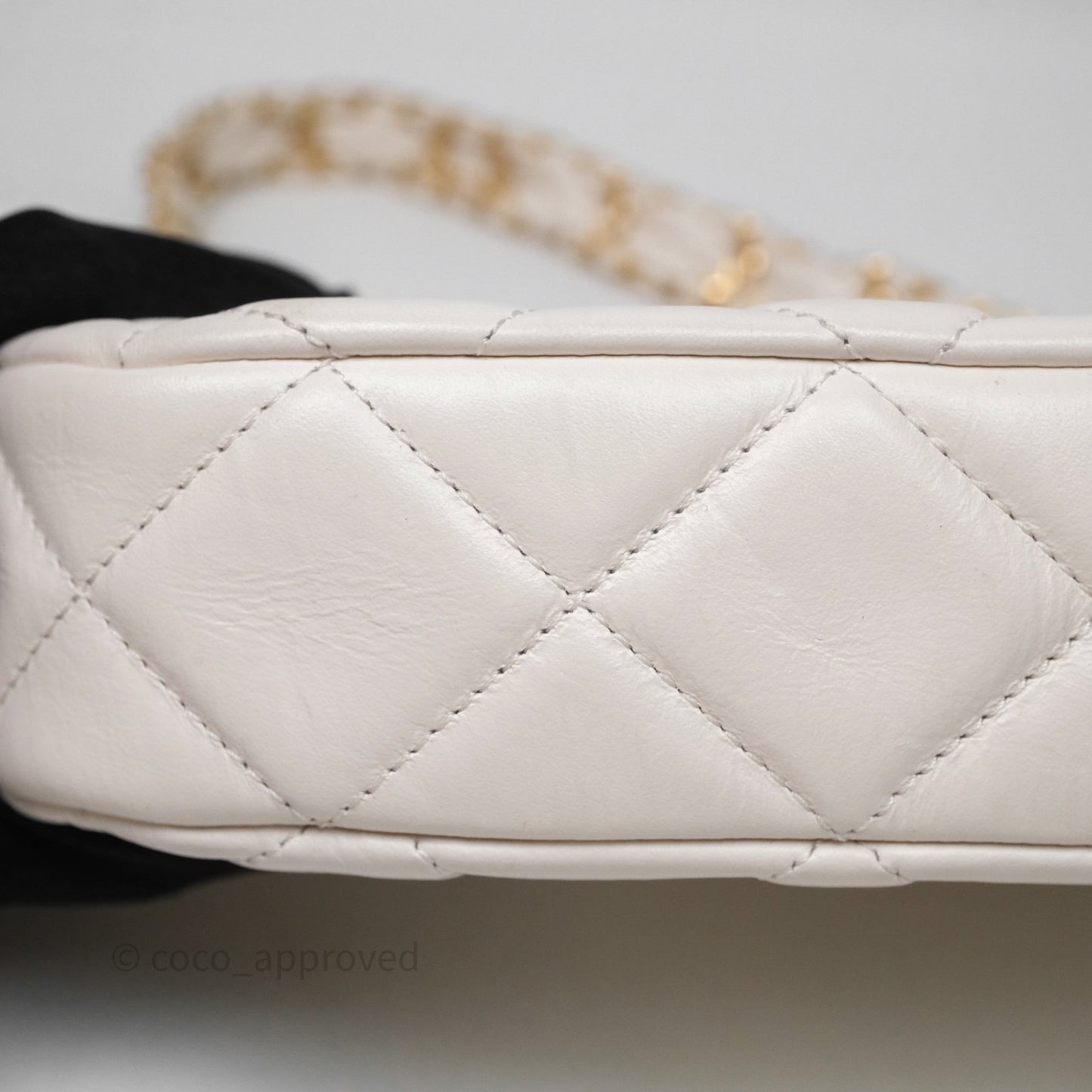 Chanel Hobo Bag White Aged Calfskin Aged Gold Hardware