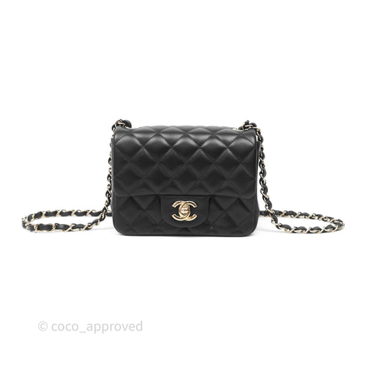 Chanel Mini Square Black Lambskin Gold Hardware
