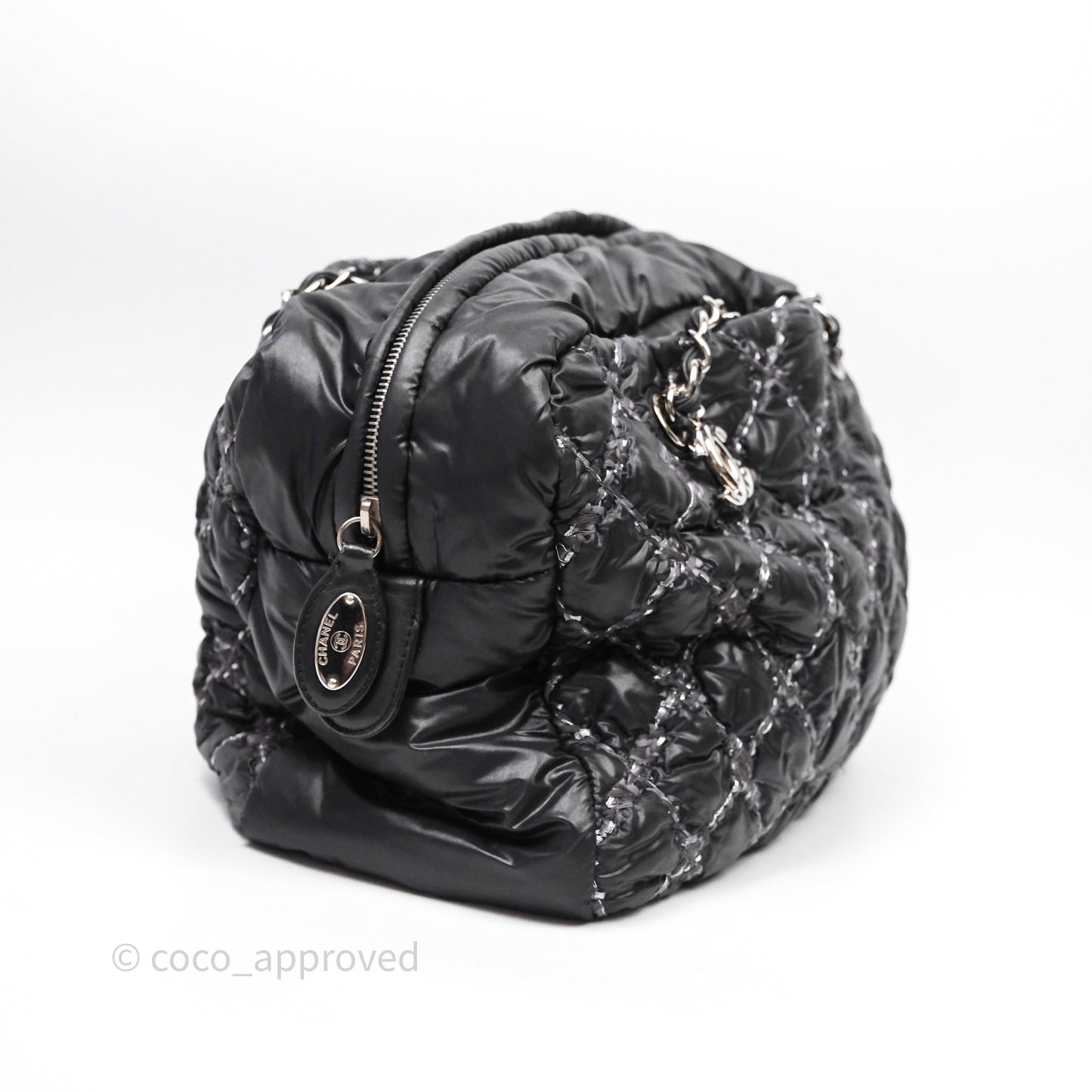 Chanel Paris-Byzance Tweed On Stitch Nylon Bubble Dark Grey Shoulder Bag
