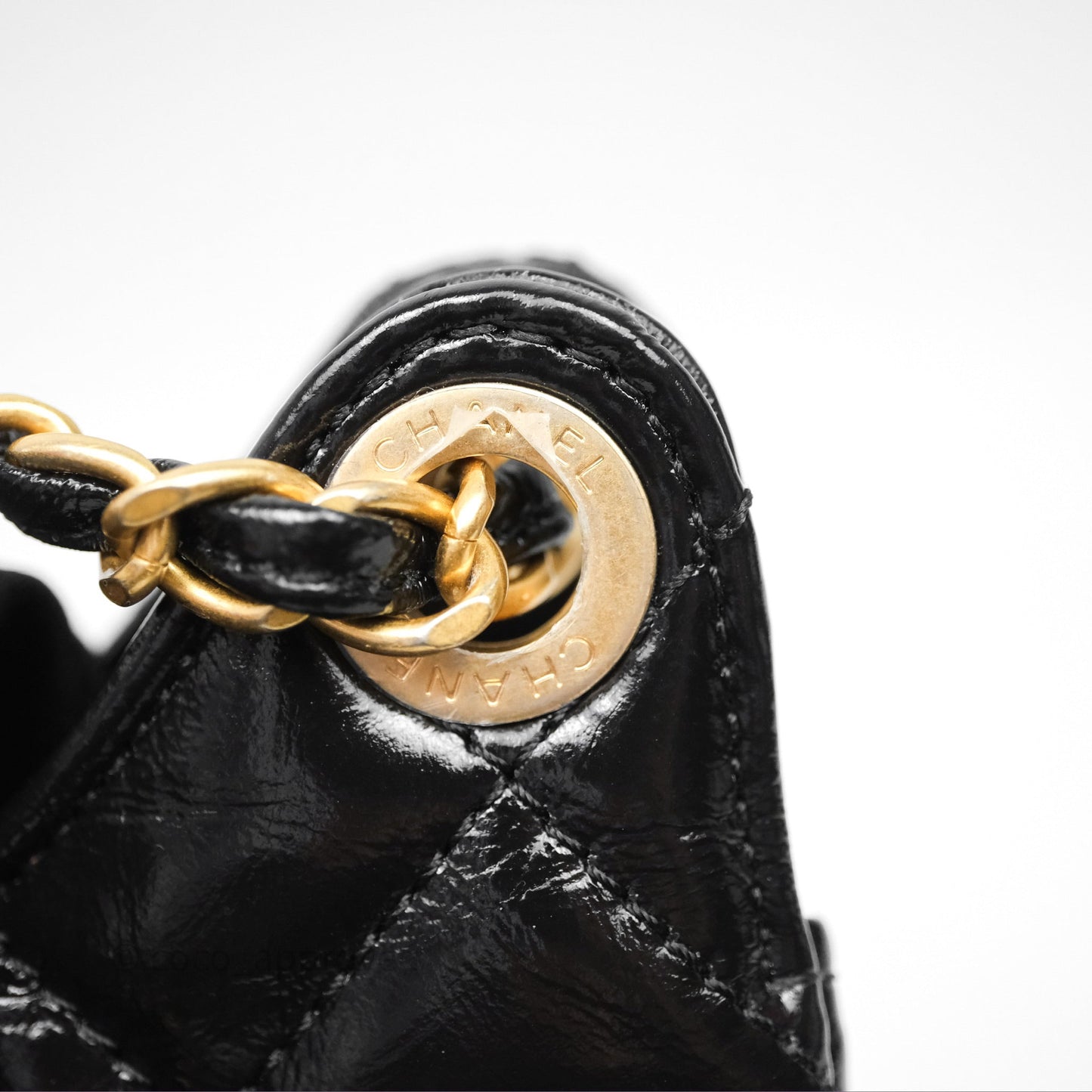 Chanel Small Wavy CC Hobo Black Shiny Crumpled Calfskin Aged Gold Hardware