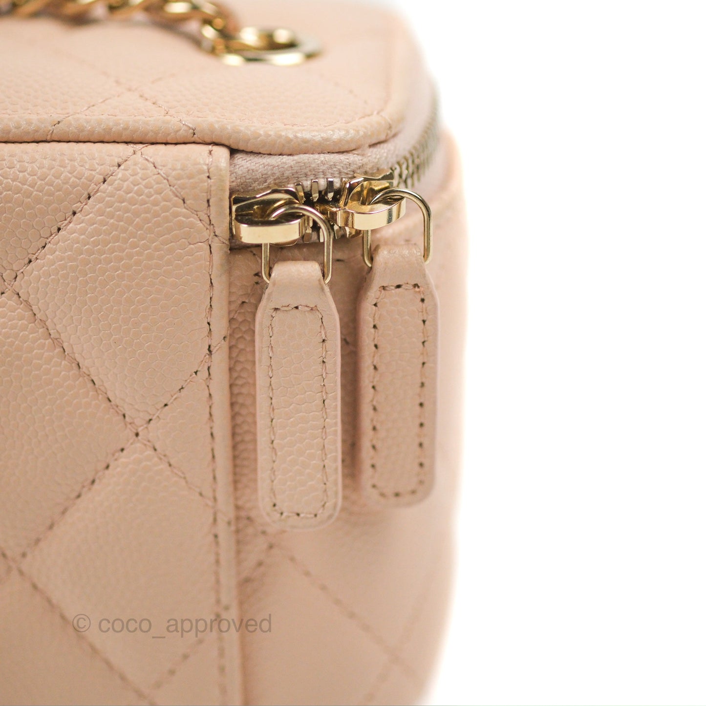 Chanel Mini Vanity With Chain Beige Pink Caviar Gold Hardware
