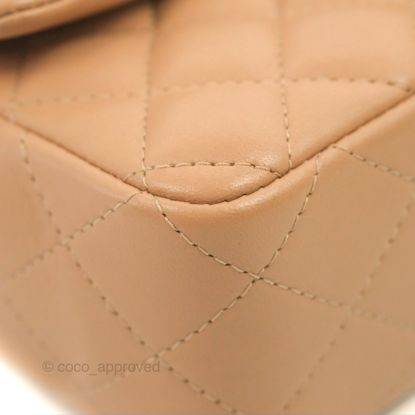 Chanel Quilted Mini Rectangular Flap Beige Lambskin Gold Hardware