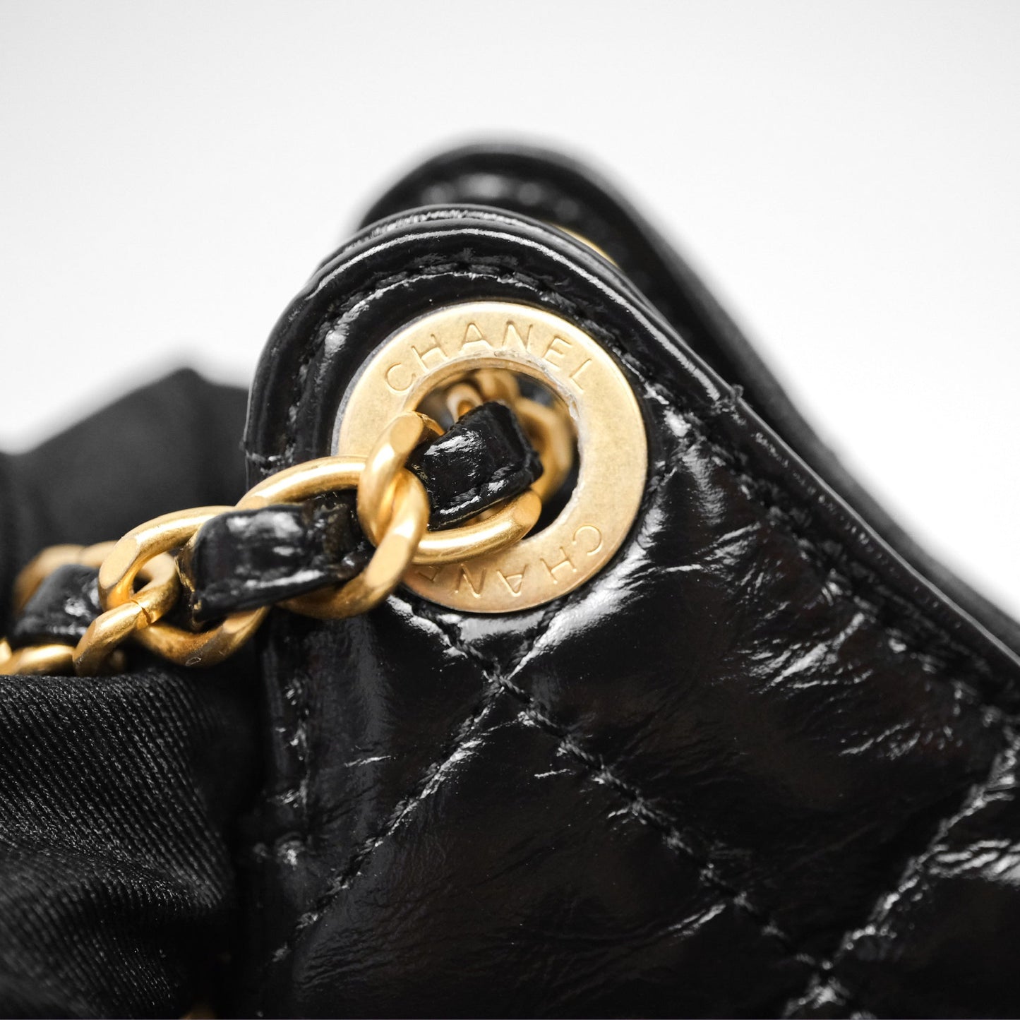 Chanel Small Wavy CC Hobo Black Shiny Crumpled Calfskin Aged Gold Hardware