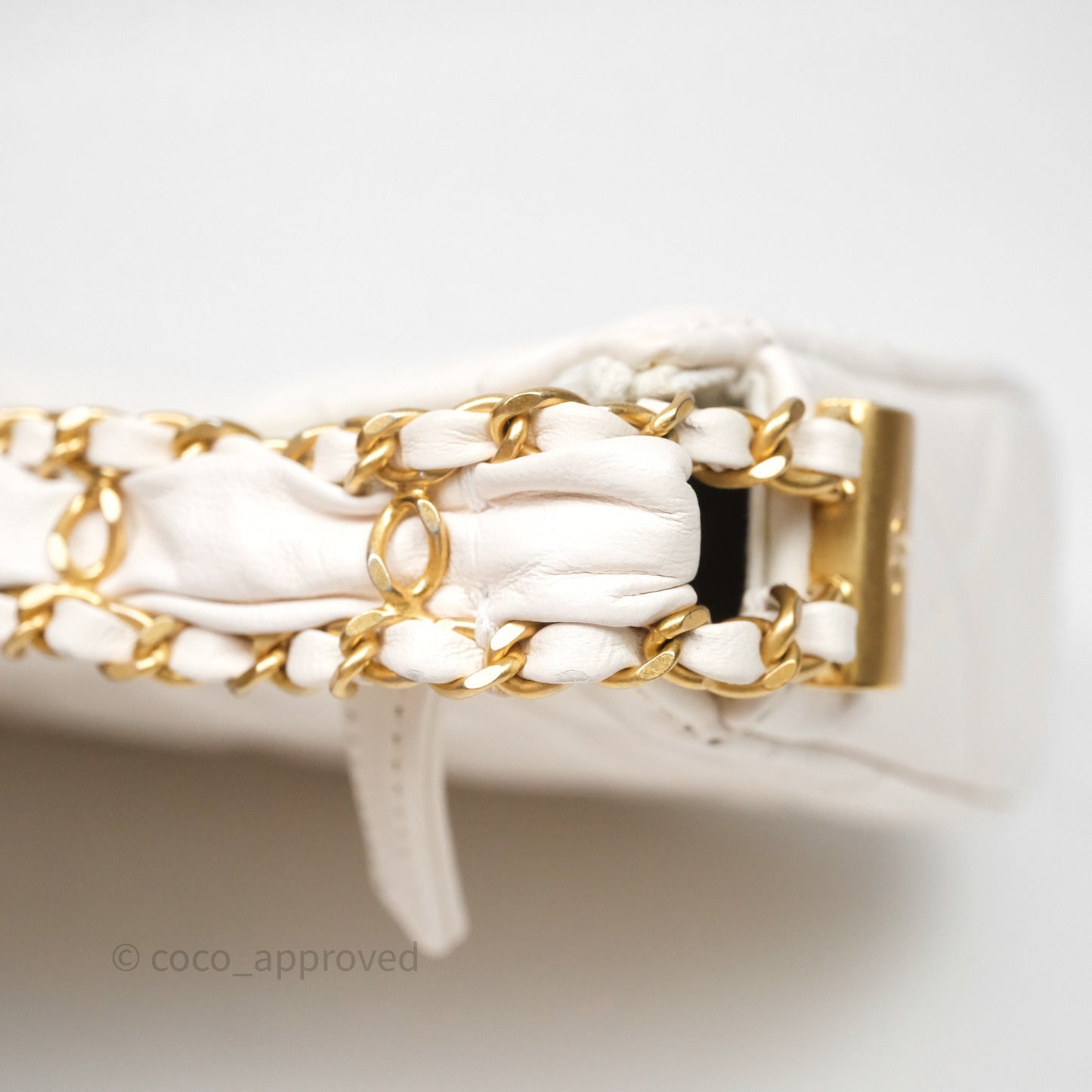 Chanel Hobo Bag White Aged Calfskin Aged Gold Hardware