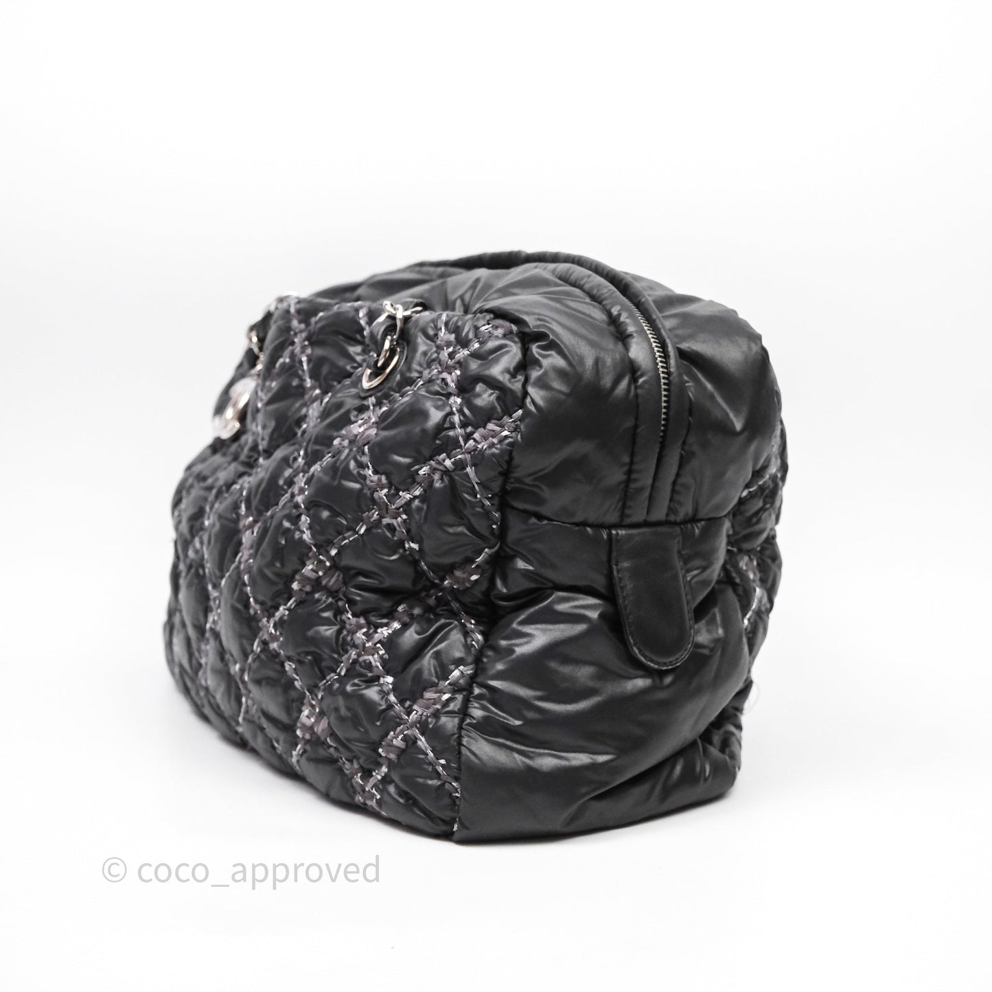 Chanel Paris-Byzance Tweed On Stitch Nylon Bubble Dark Grey Shoulder Bag