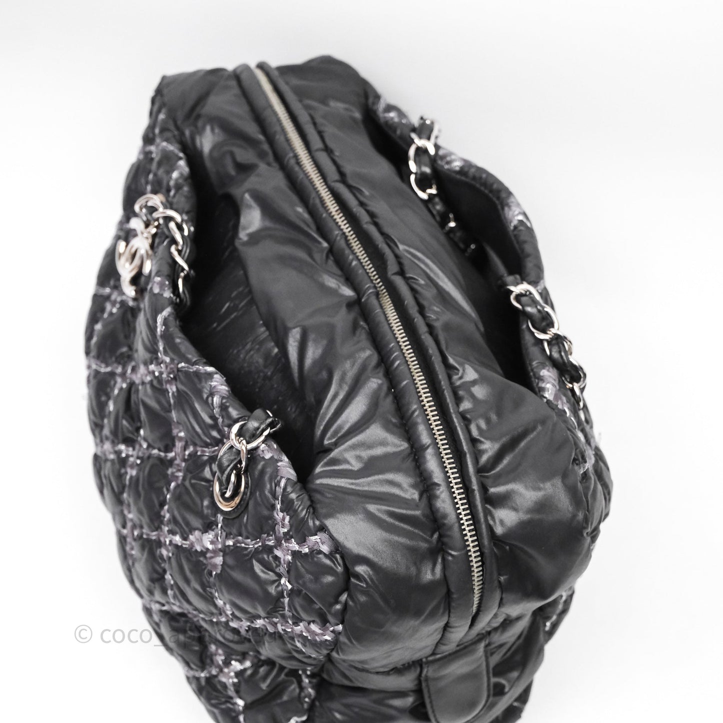 Chanel Paris-Byzance Tweed On Stitch Nylon Bubble Dark Grey Shoulder Bag