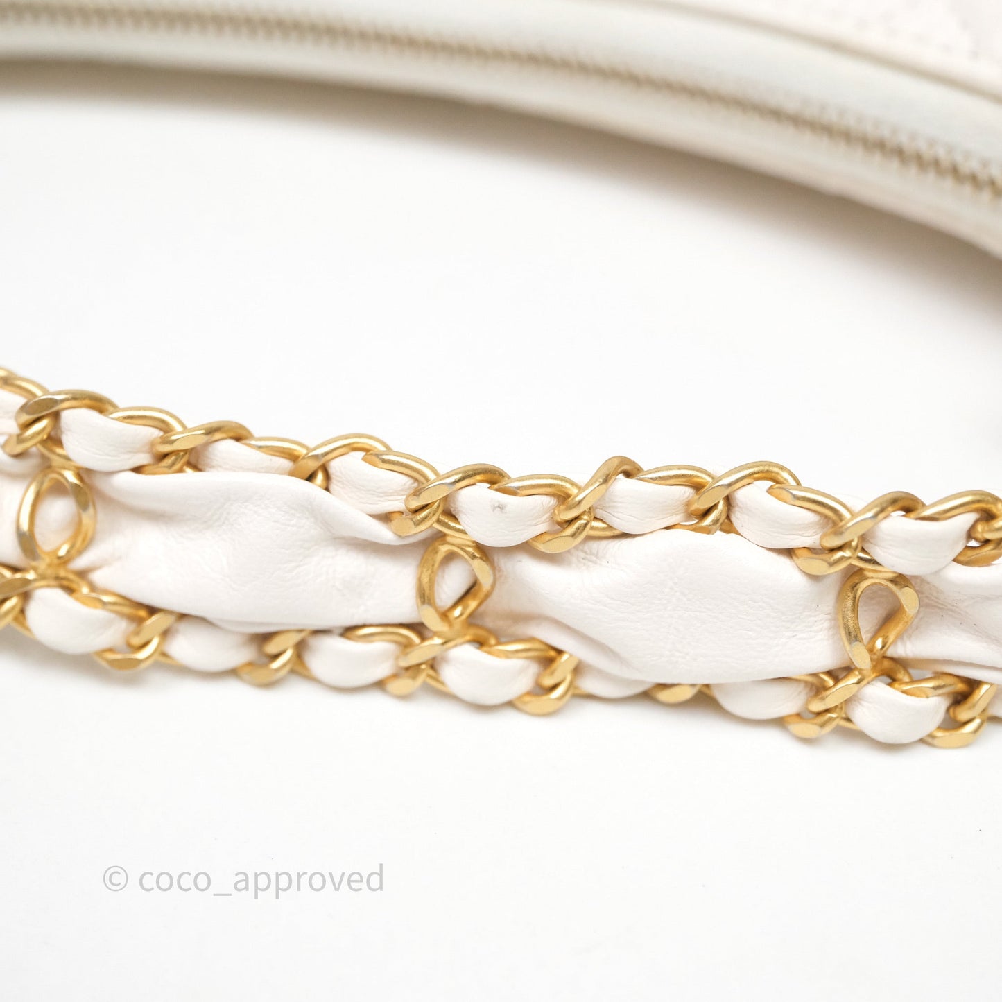 Chanel Hobo Bag White Aged Calfskin Aged Gold Hardware