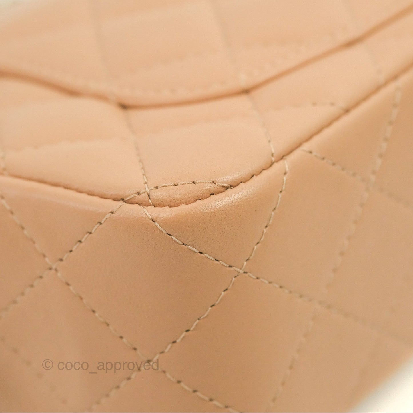 Chanel Quilted Mini Rectangular Flap Beige Lambskin Gold Hardware