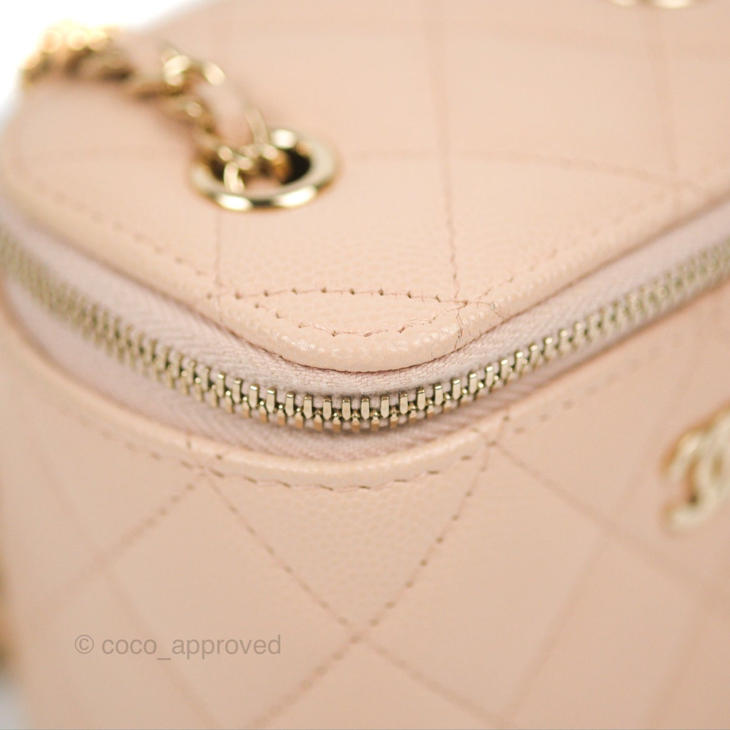 Chanel Mini Vanity With Chain Beige Pink Caviar Gold Hardware