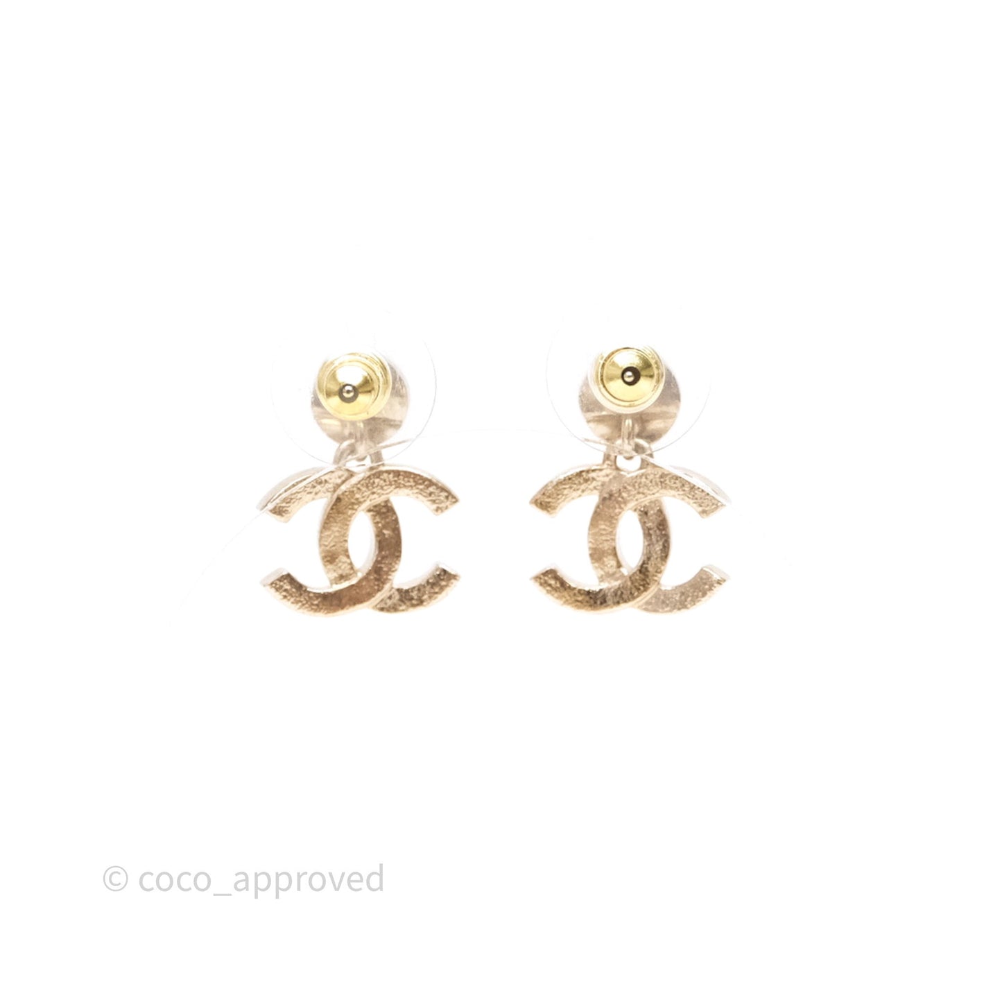 Chanel CC Crystals Drop Earrings Gold Tone 25S